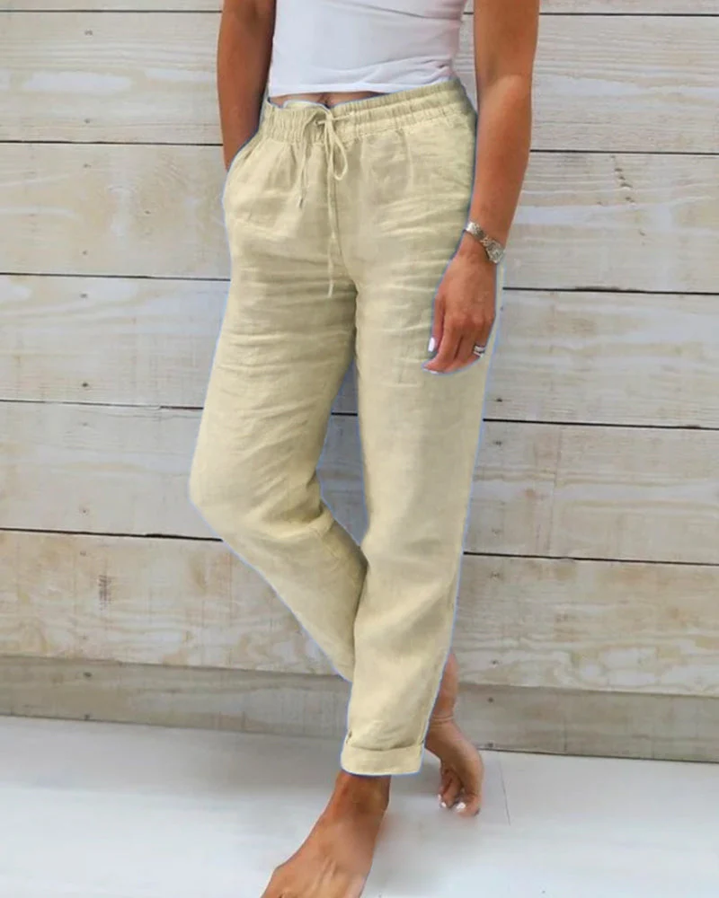 Pantalon Esteralda En Coton & Lin avec taille élastiqué