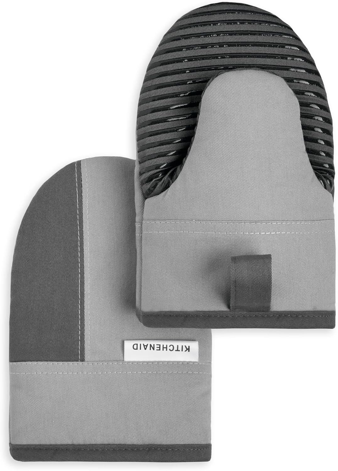 KitchenAid Beacon Two-Tone Non-Slip Mini Oven Mitt Set, Pistachio/Graphite Green, 5.5