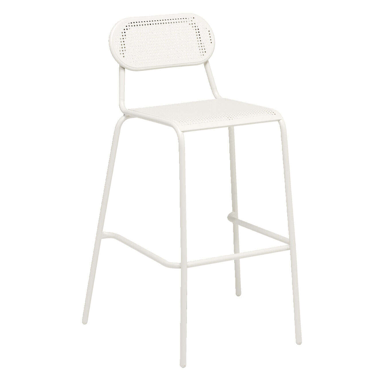 Chaise haute Faro acier perforé gris 55xP59xH105cm