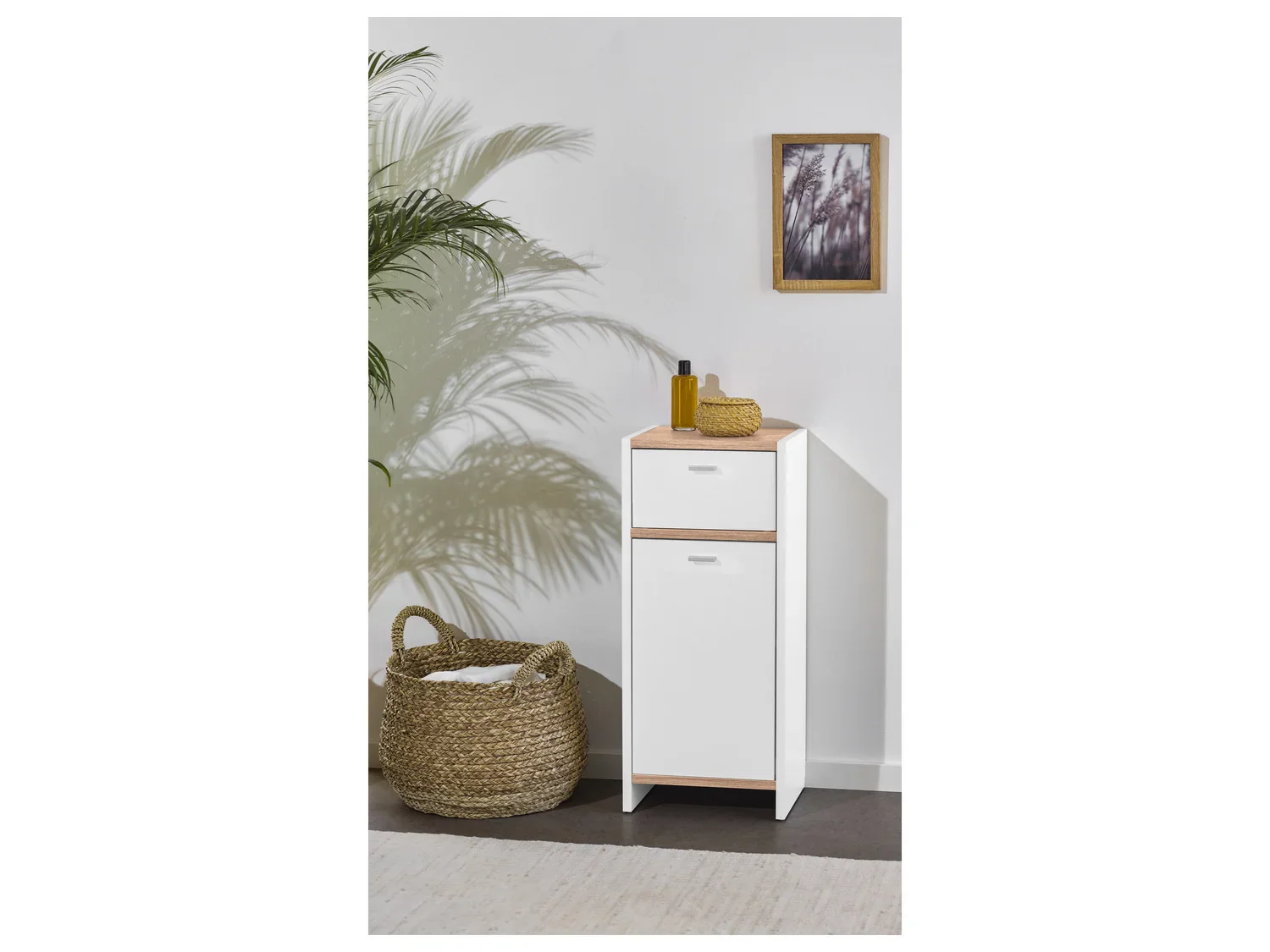 LIVARNO home Meuble de salle de bains, 32 x 80,5 x 28 cm, blanc/imitation chne