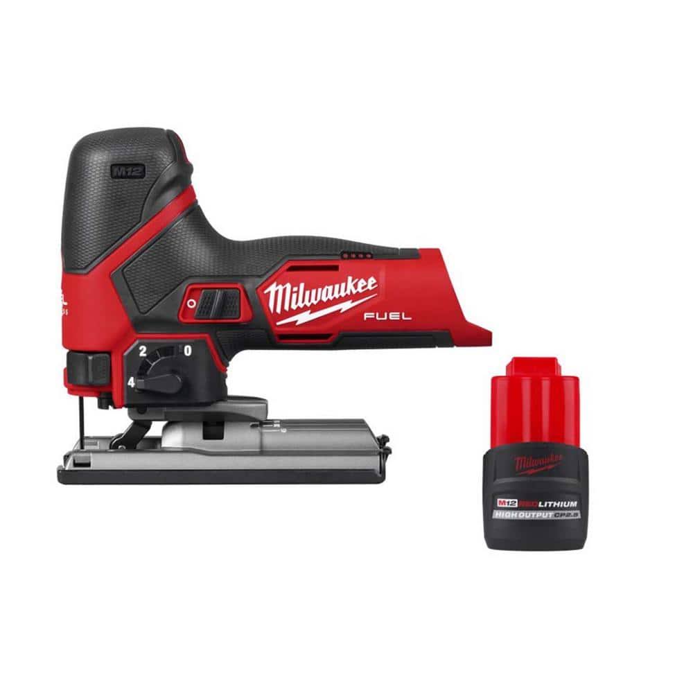 Milwaukee 2545-20-48-11-2425 M12 Fuel 12-Volt Lithium-Ion Cordless Jig Saw with M12 REDLITHIUM High Output CP2.5 Battery Pack