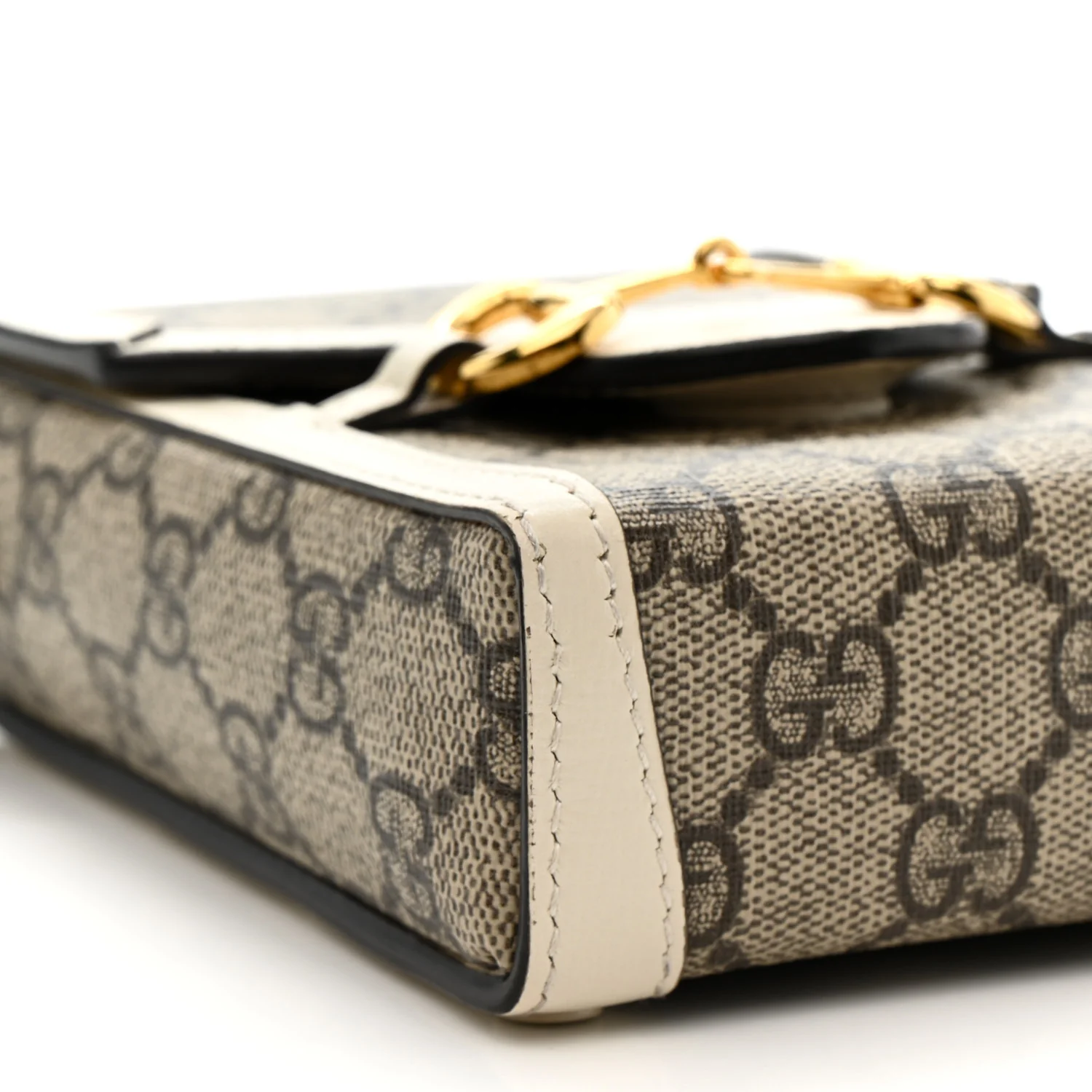 GG Supreme Monogram Azalea Calfskin Mini Horsebit 1955 Crossbody Bag Beige Ebony Mystic White