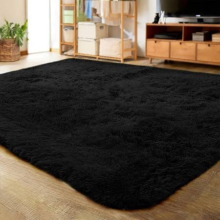 Noahas Soft Fluffy Area Rug Modern Shaggy Bedroom Rugs for Kids Room Nursery Rug Floor Carpets, 2'x 3',Black, Size: 2' x 3'