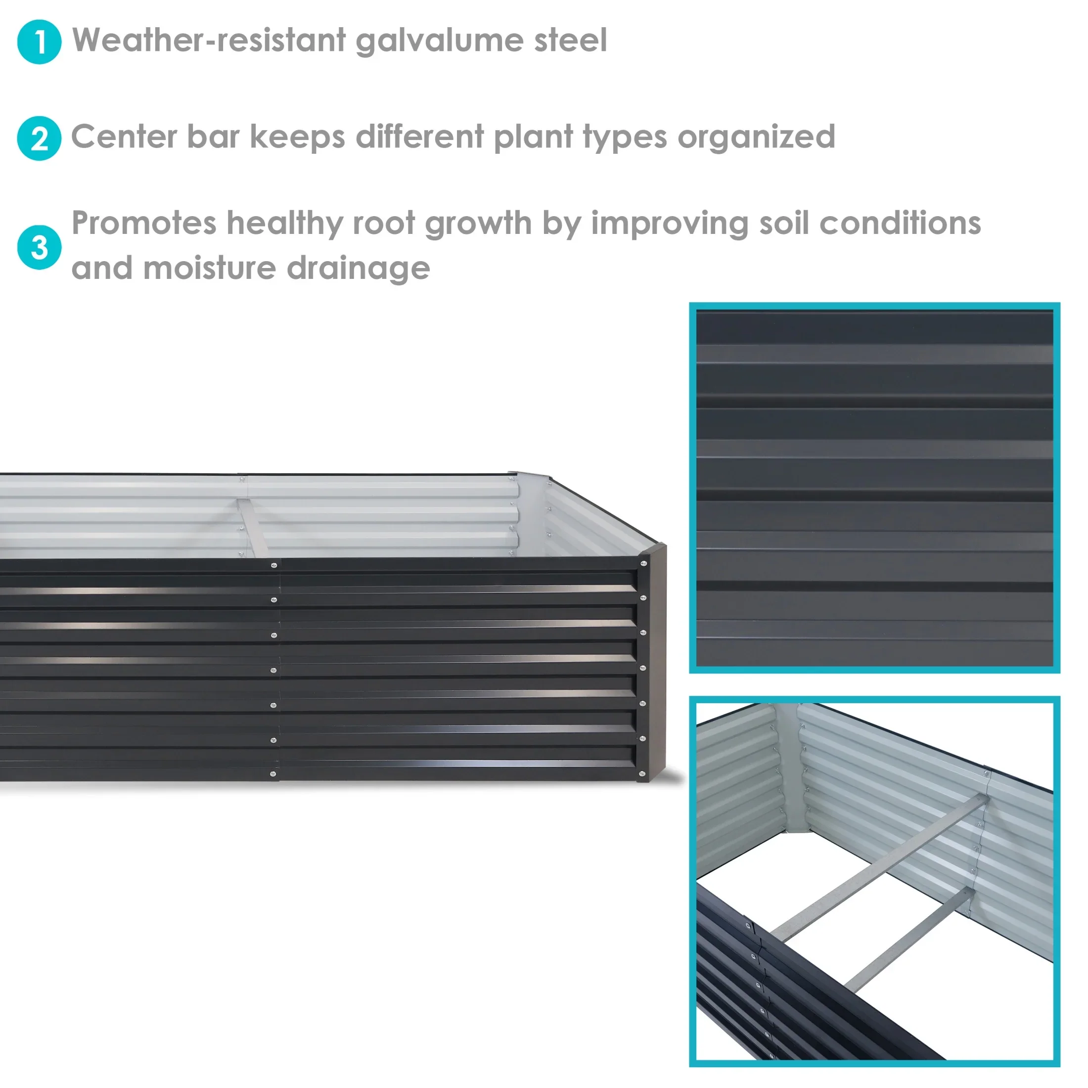 Sunnydaze 71 x 35.5 x 23.5 Rectangular Silver Galvalume Steel Raised Garden Bed