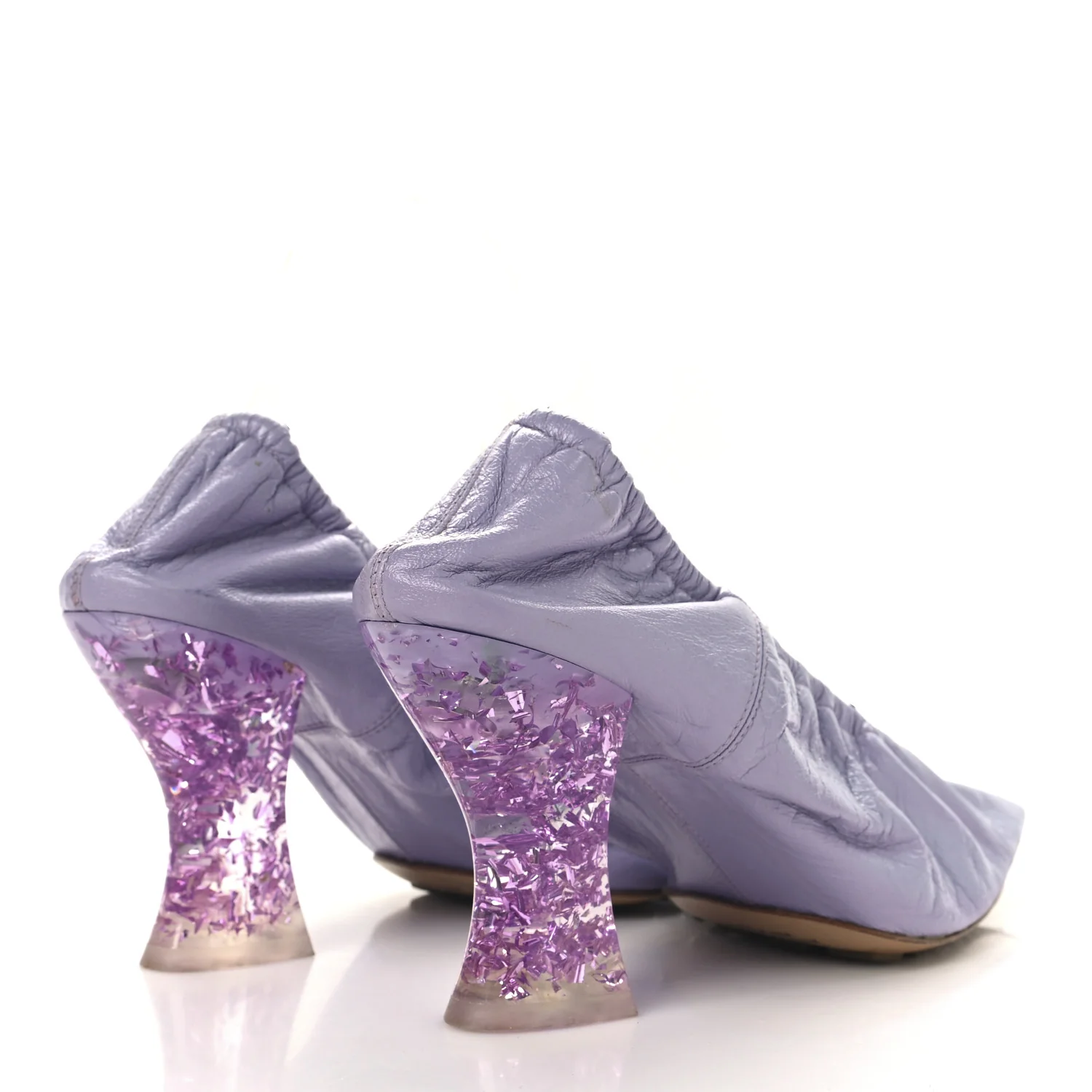 Crushed Nappa Glitter Plexiglass Almond Pumps 40 Lilac
