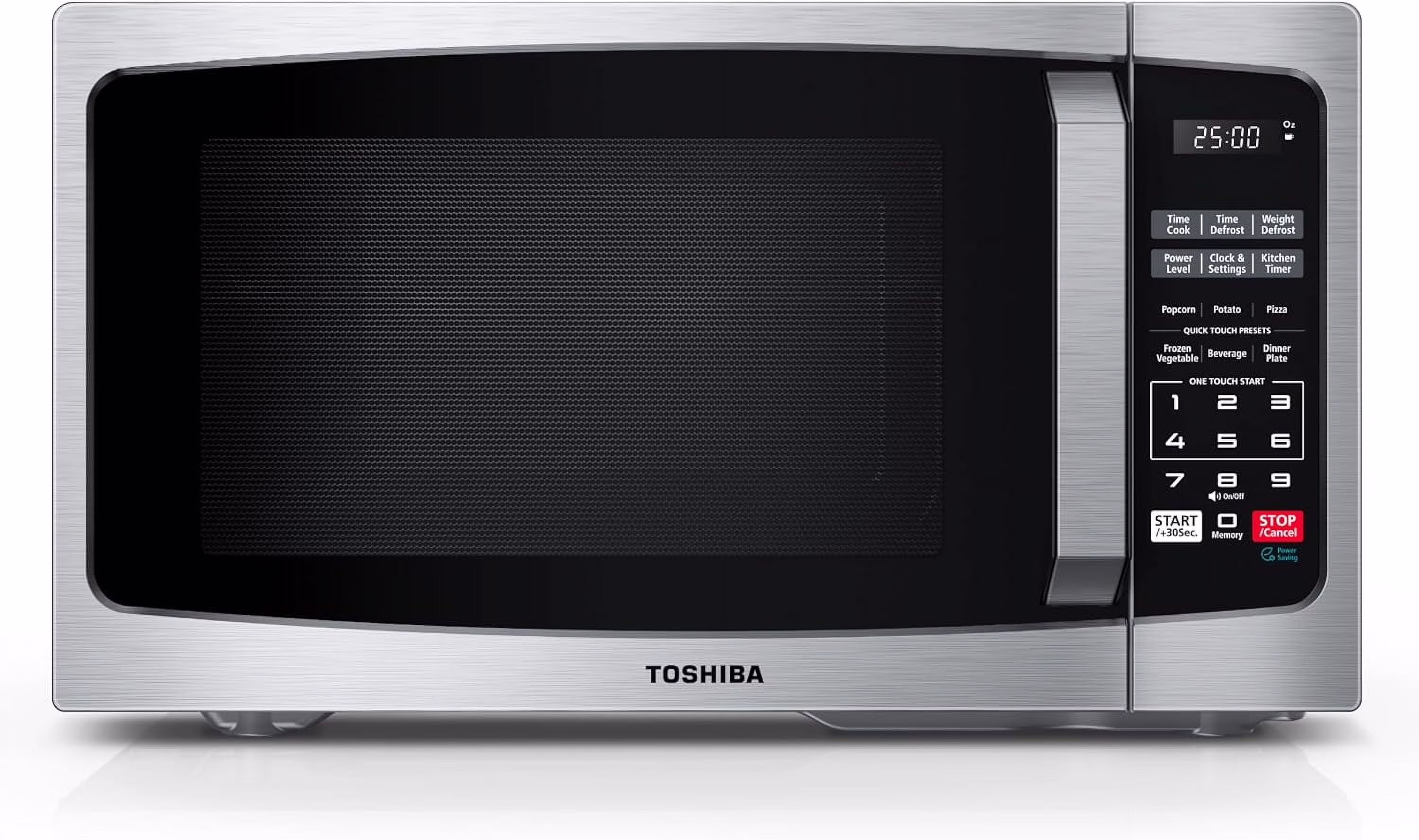 TOSHIBA 0.9 cu ft Microwave Oven, 6 Auto Menus, Mute Function, Child Lock, 900W, Stainless Steel