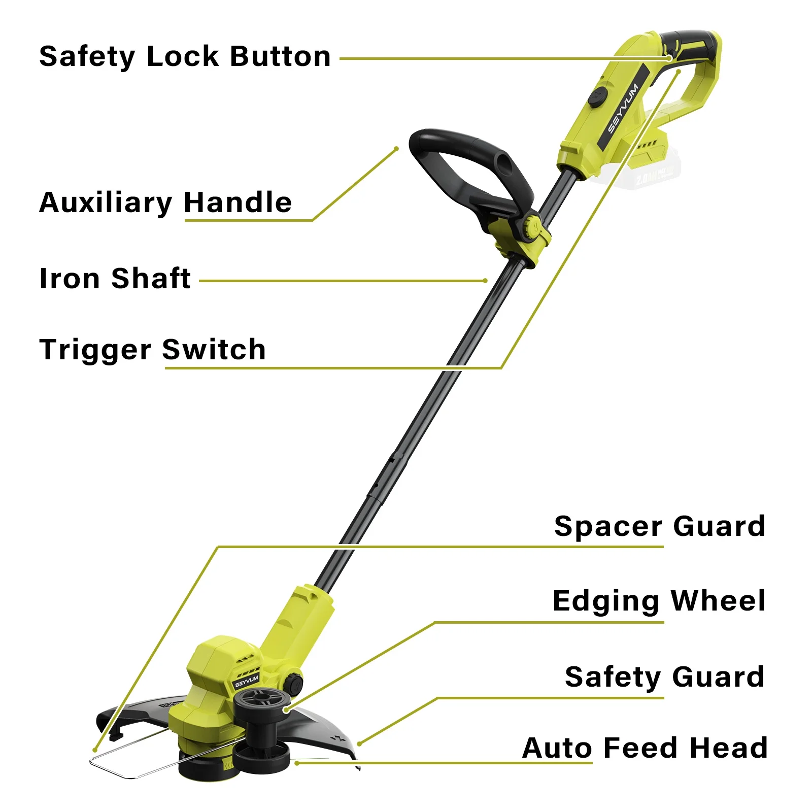 20V Cordless Lawn Care Combo Kit 12" String Trimmer Weed Trimmer with 6 Spool Lines, Electric Leaf Blower for Edging Cleanup, 4.0Ah Battery Charger(20 V) - Image 9