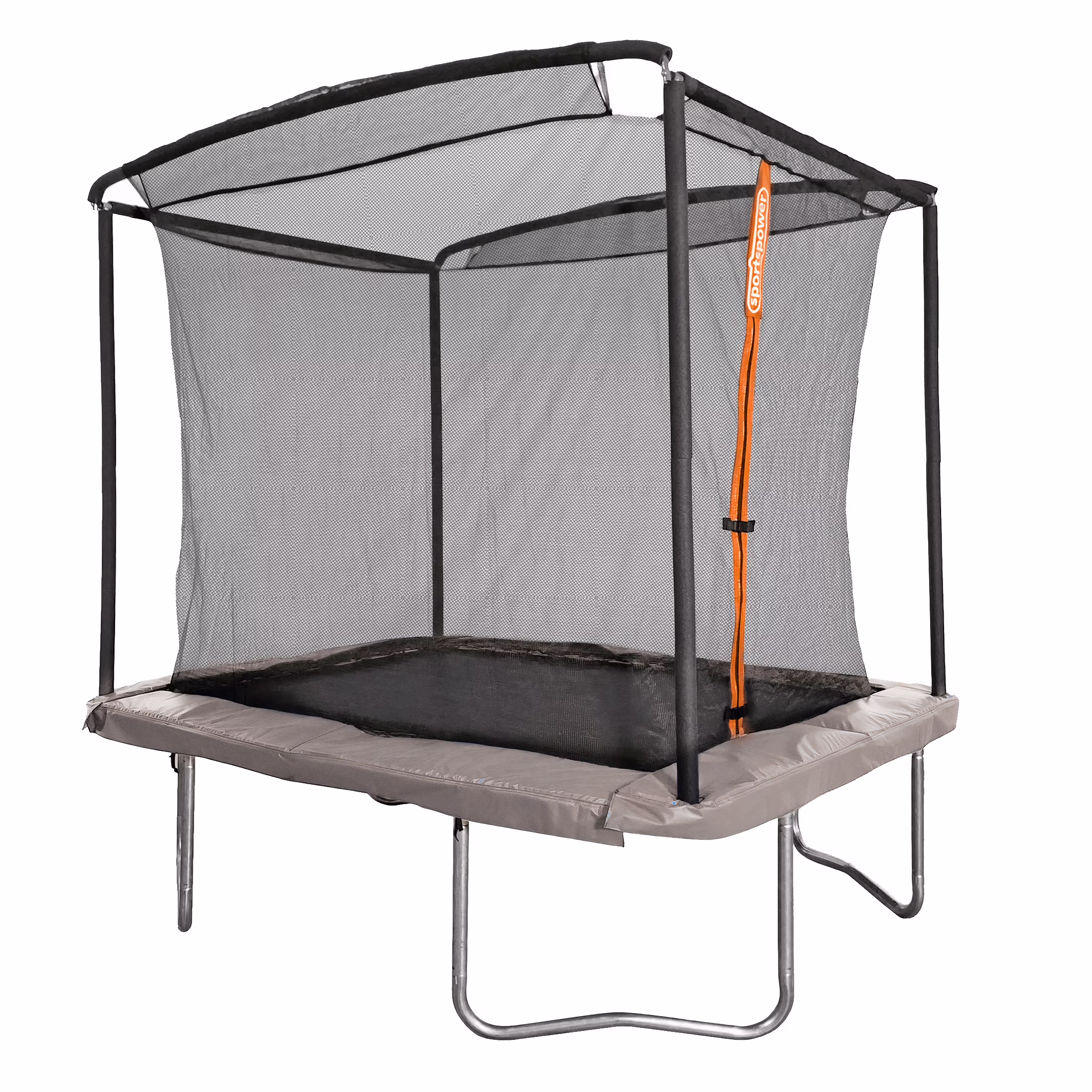 Bounce Pro 6x8’ Rectangular Trampoline for Kids 6+ with Safety-Enclosure in Gray and Orange