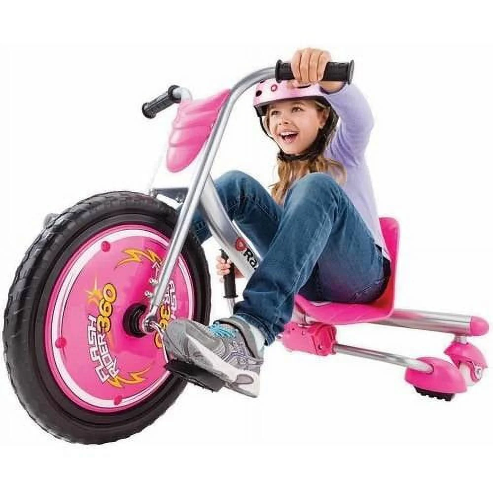 Razor Flashrider 360 Tricycle with Sparks - Pink, 16" Front Wheel, Welded Steel Frame Trike, Ride - on Toy for Kids Ages 6 and up, Unisex