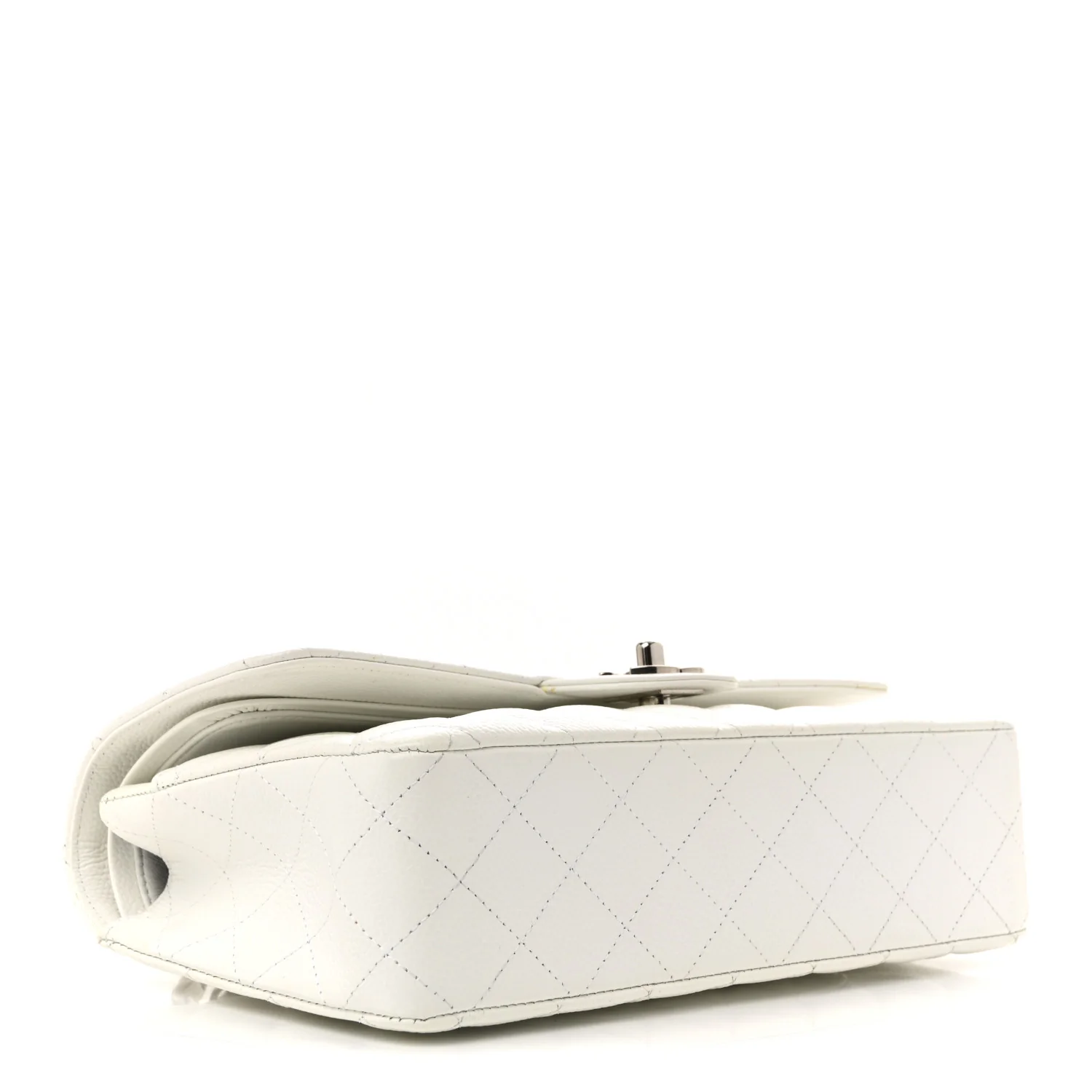Caviar Quilted Medium Double Flap White