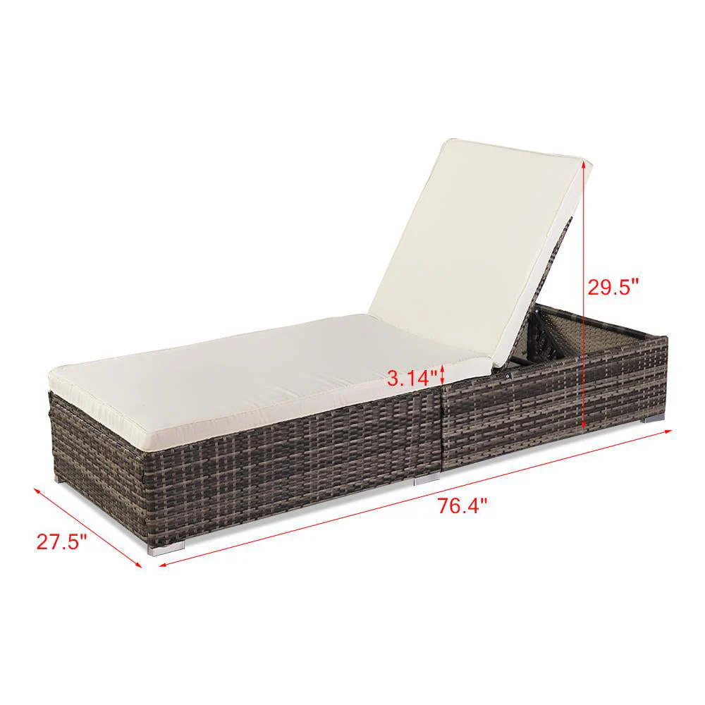 Outdoor Wicker Rattan Sunloungers Recliner Sun Bed Lounger Pool Garden - Image 8