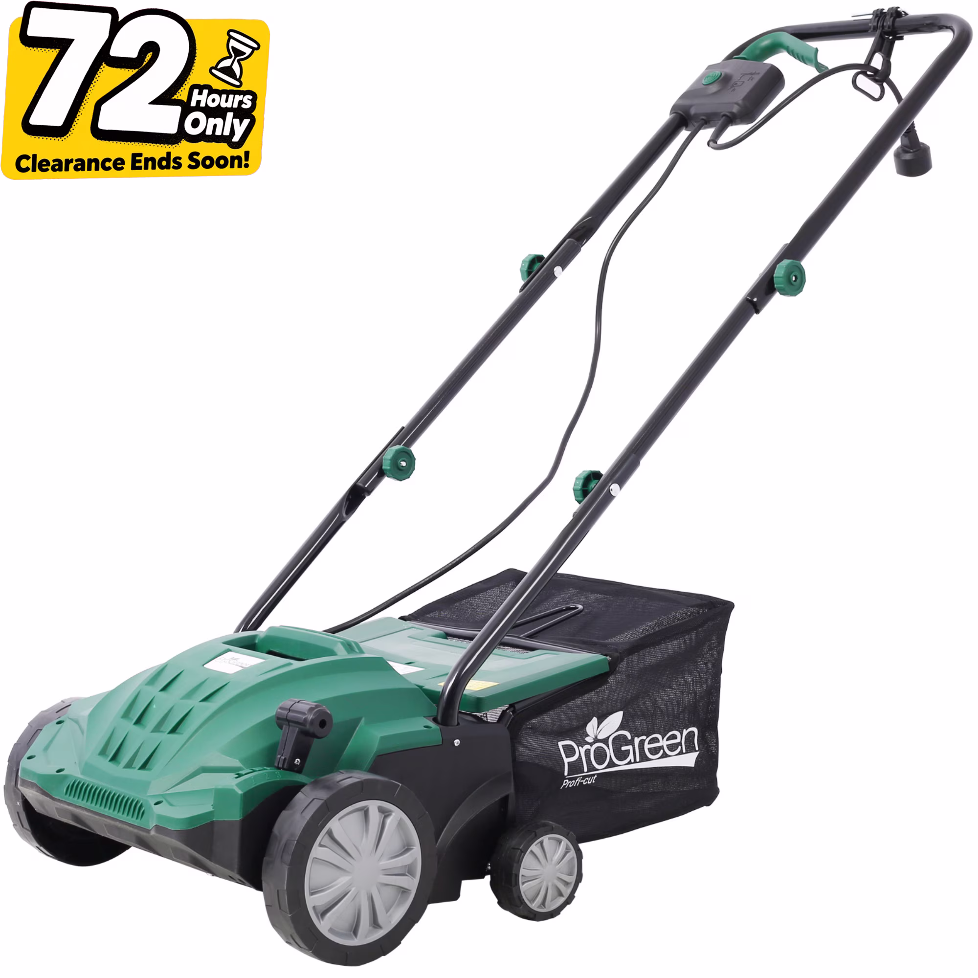 2-in-1 13 Dethatcher & Scarifier, 12 Amp Electric Garden Lawn Mover, Removable Collection Bag extra large 32QT