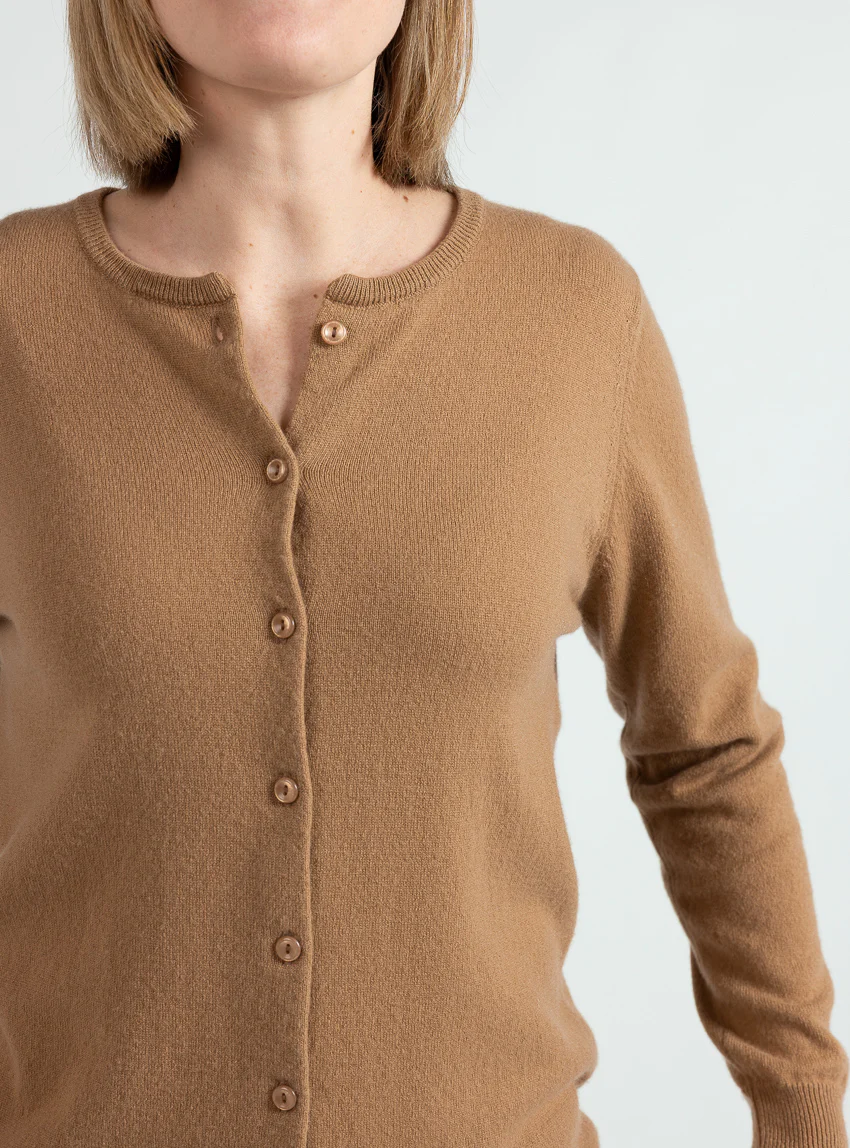 Cardigan femme en cachemire beige cuivre
