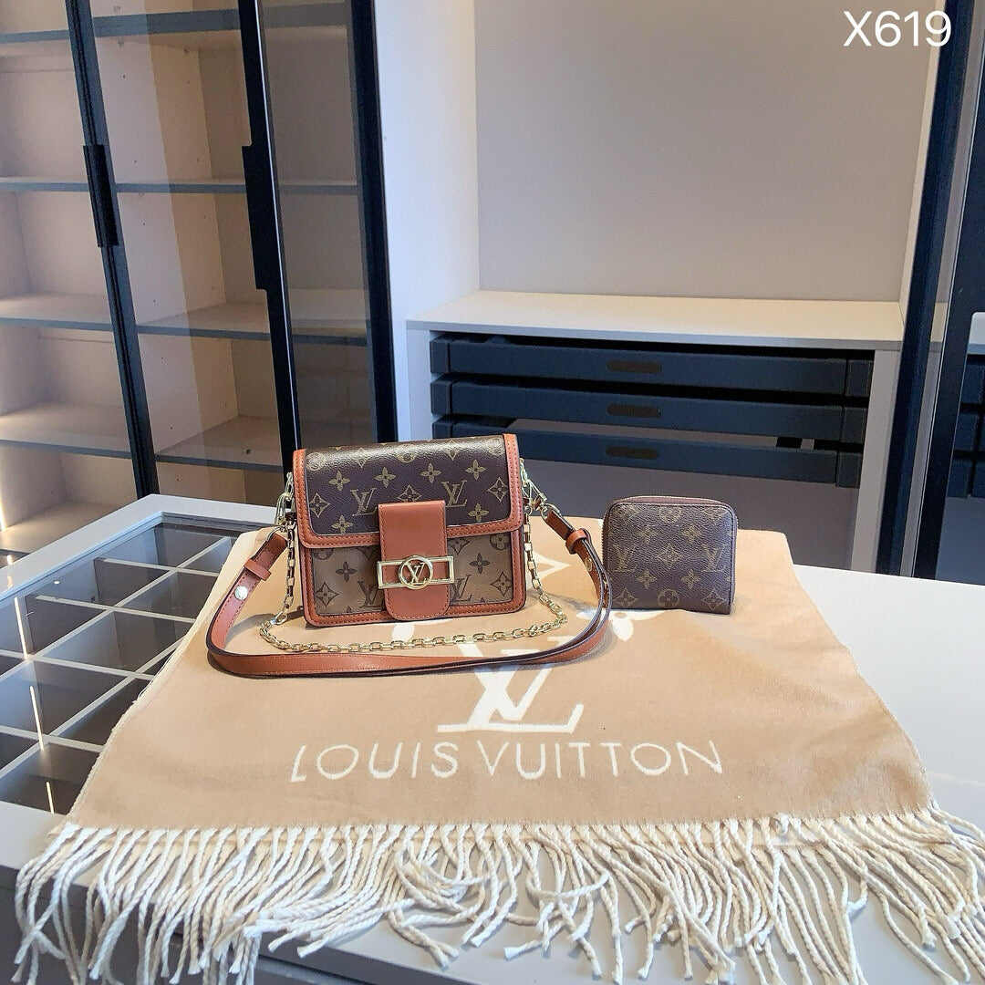 【ルイヴィトン】3点セット☆Dauphine 中号バッグ＆スカーフ｜青春感たっぷり、スタイリッシュなコーディネート♪今すぐチェック！