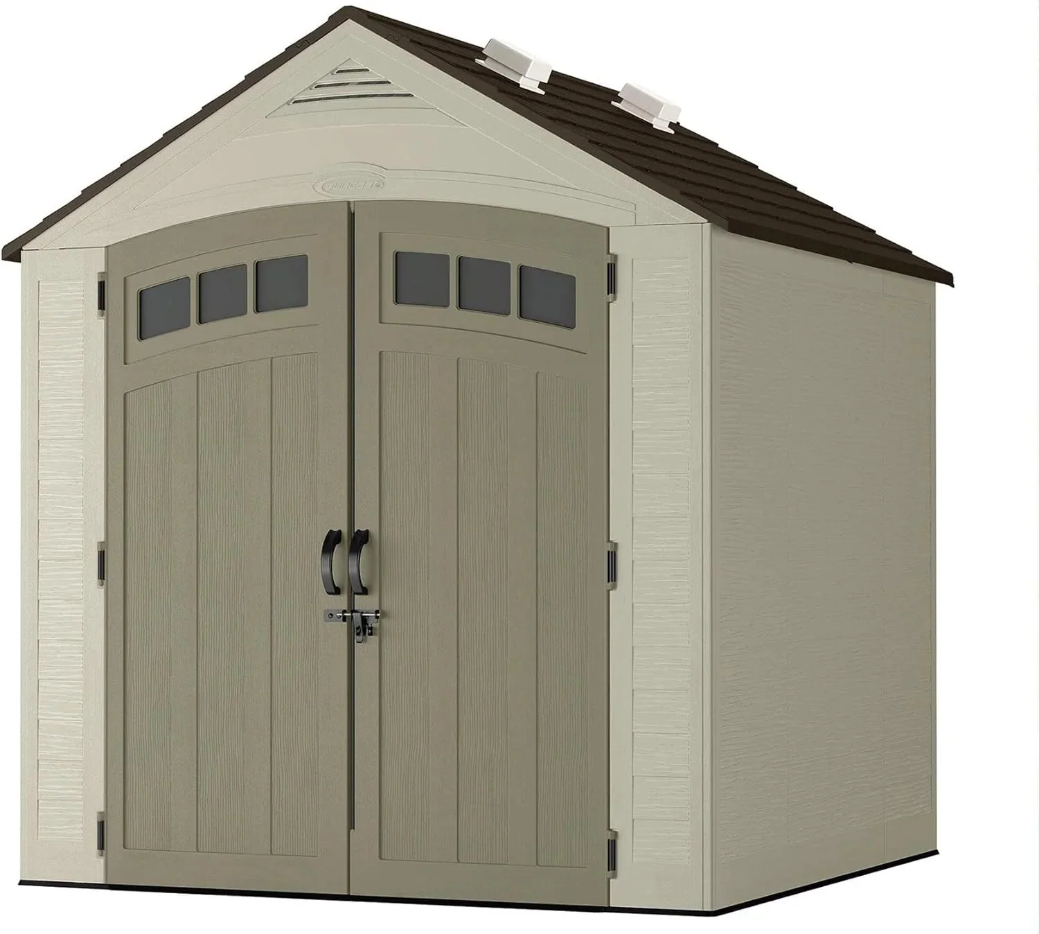 7X7 Storage Shed with Multi-wall Resin Panels, 4 Skylights, Illumivent System, and Pad-lockable Doors, 84QUOT; D X 84QUOT; w X 98" H
