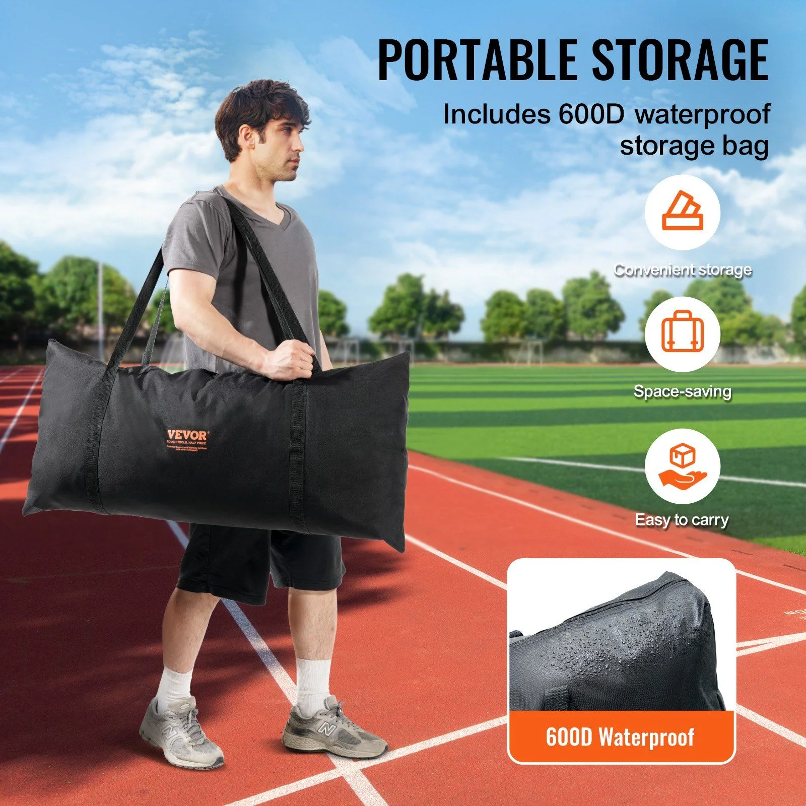 Sports Barrier Net 20x10 ft Portable Backstop for Baseball, Softball, Soccer, Lacrosse Hockey High-Density Safety Screen with Carry Bag Easy Setup for Backyard Training - Image 5