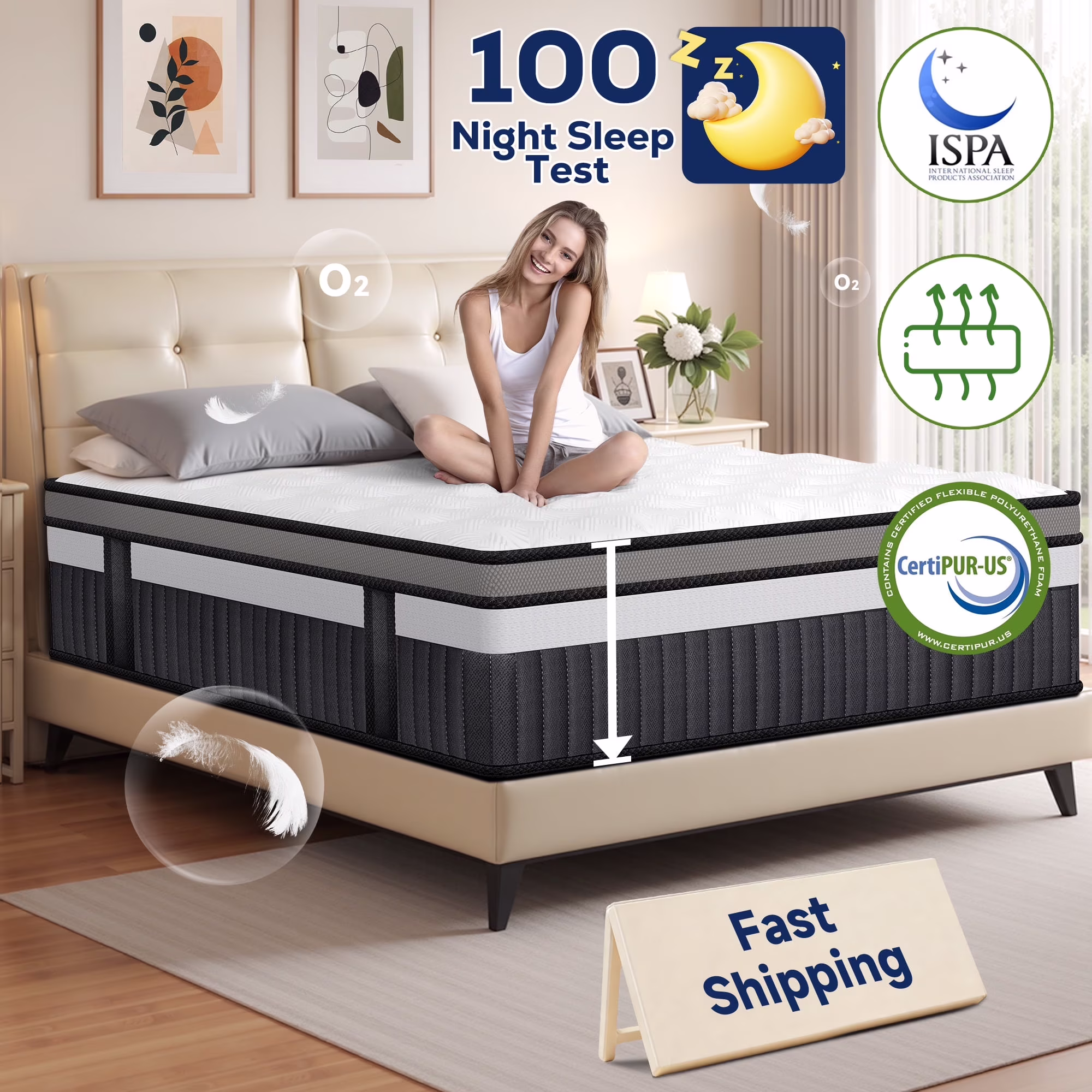 King Mattress 14 in Mattress King Size, Cooling Memory Foam Mattress in a Box, Medium - Firm for Pressure Relief&Cooler Sleep, Certipur - US