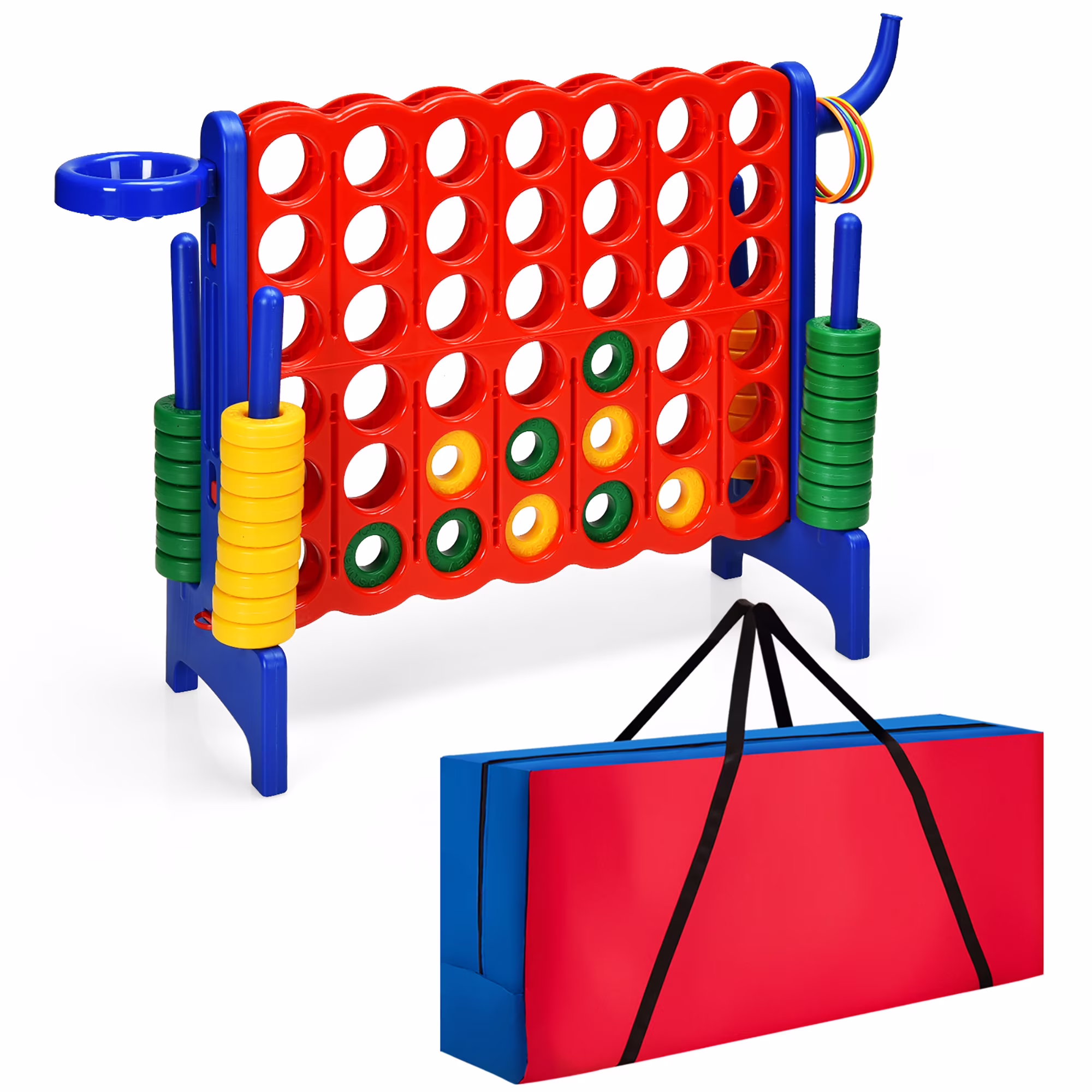 Giant 4 in A Row Jumbo 4-to-Score Game Set W/Storage Carrying Bag for Kids Adult(Red/Green) - Image 3