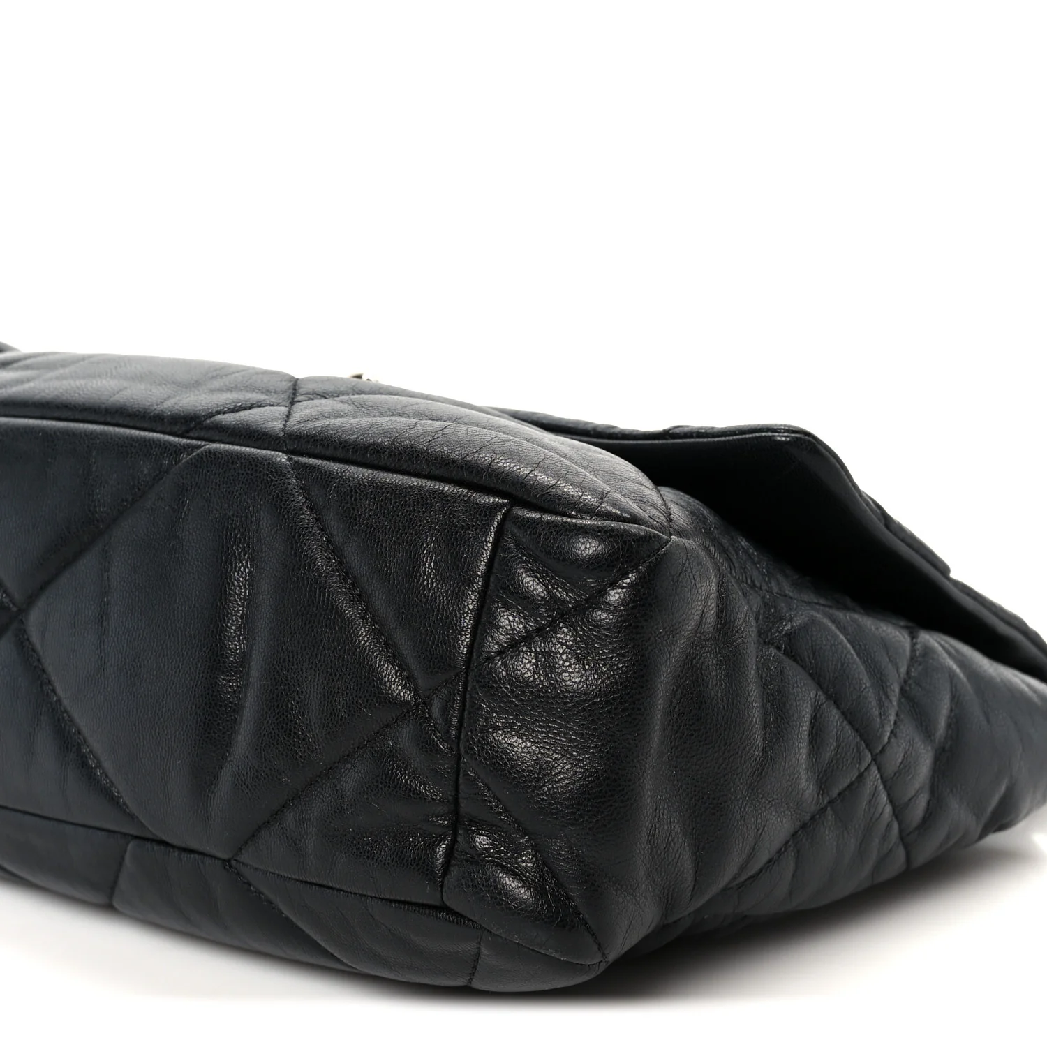 Shiny Goatskin Quilted Large Chanel 19 Flap Black