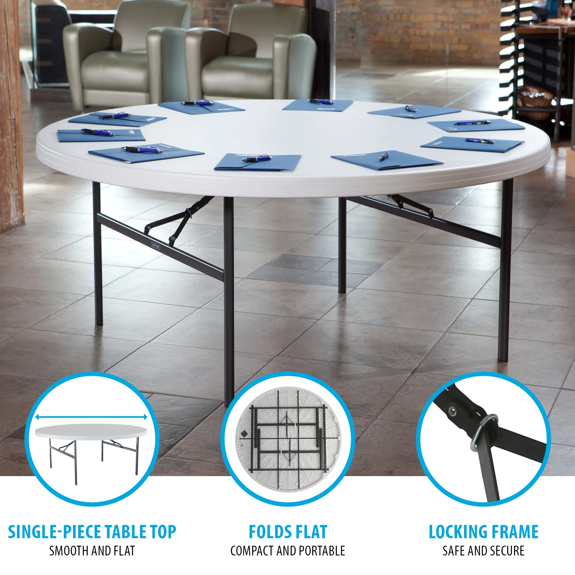 72-Inch Round Table. White Granite 12 Pk (Commercial) 82673 - Image 4