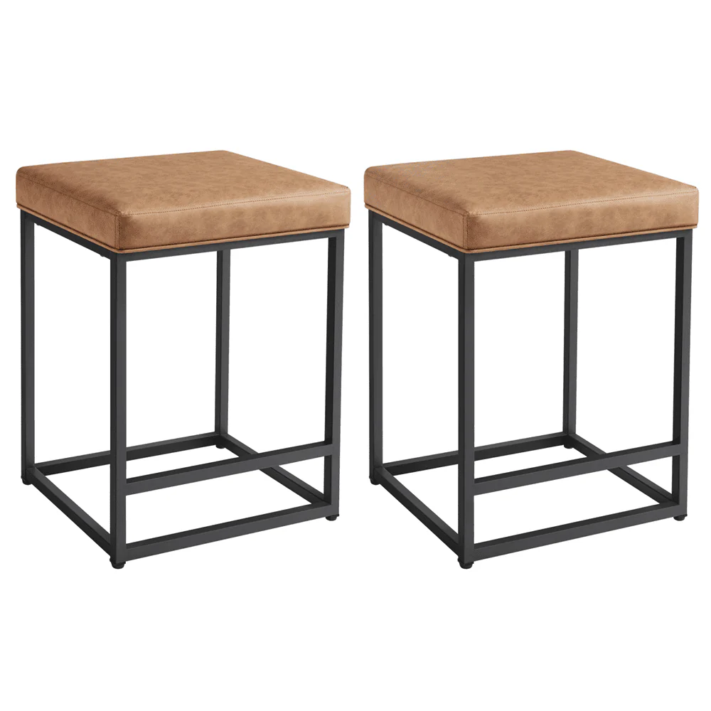 SMILE MART 24" Modern Upholstered Backless Counter Bar Stools, 2pcs, Gray(Black)