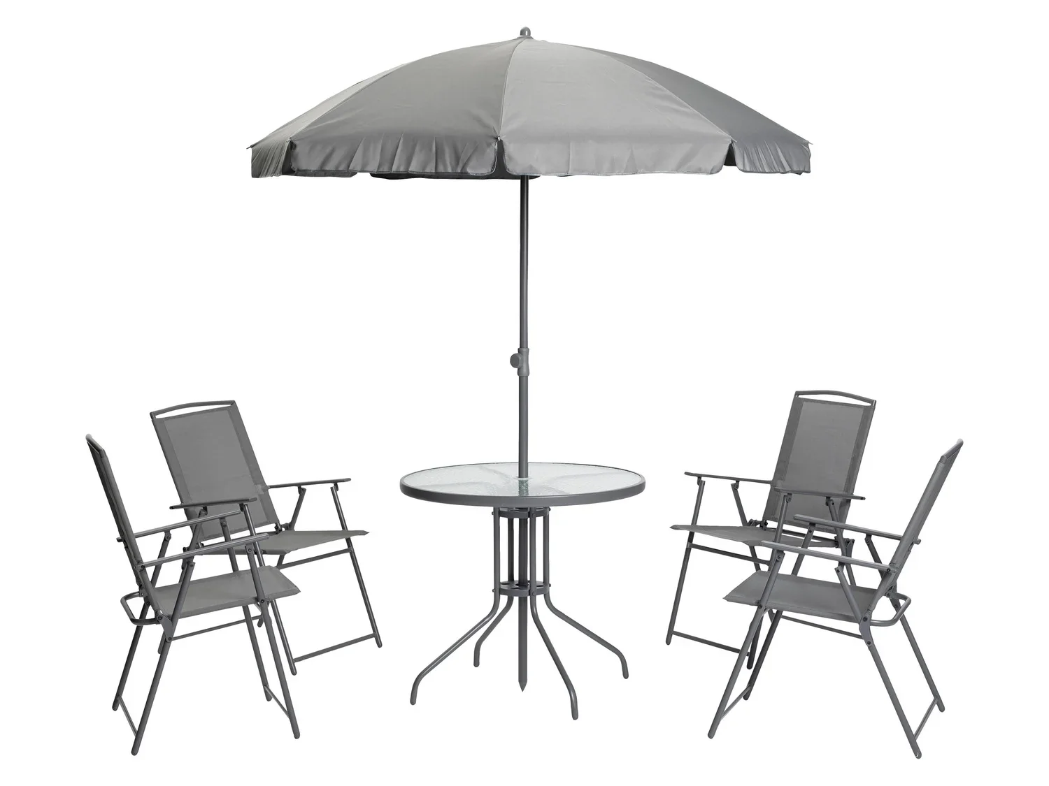 LIVARNO home Ensemble chaises et table de jardin avec parasol, 6 pices