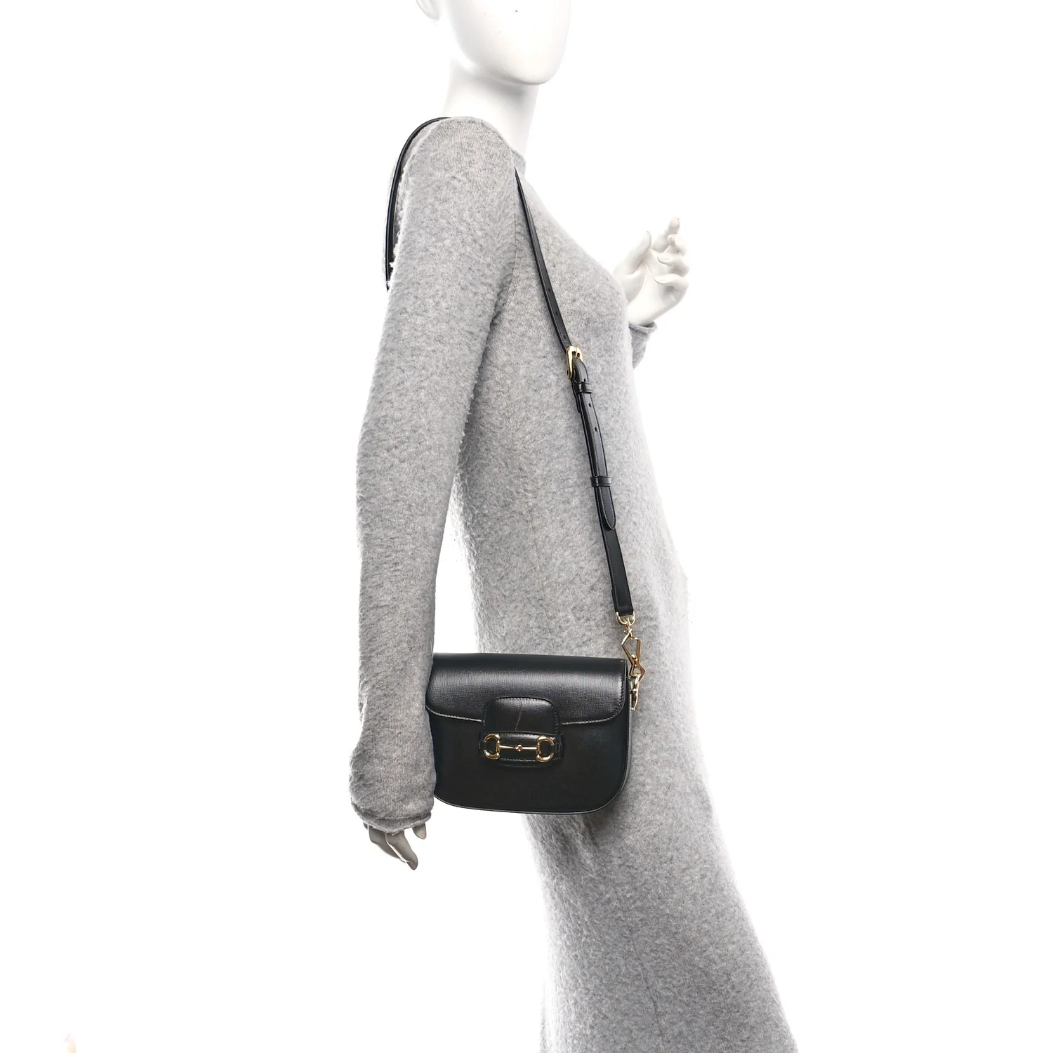 Azalea Calfskin Web Mini Horsebit 1955 Shoulder Bag Black