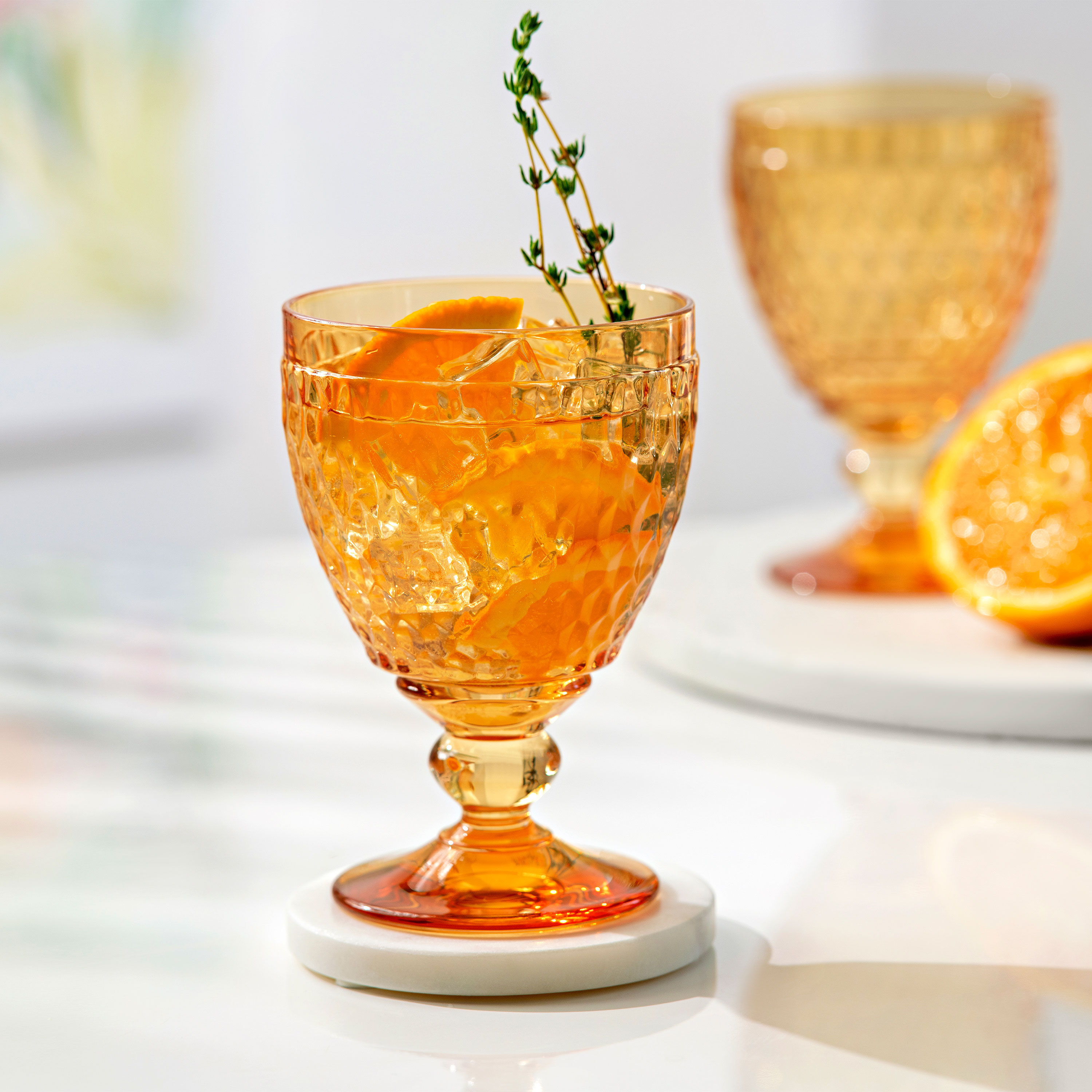 Boston Water goblet - Yellow, 8.5 oz, crystal glass