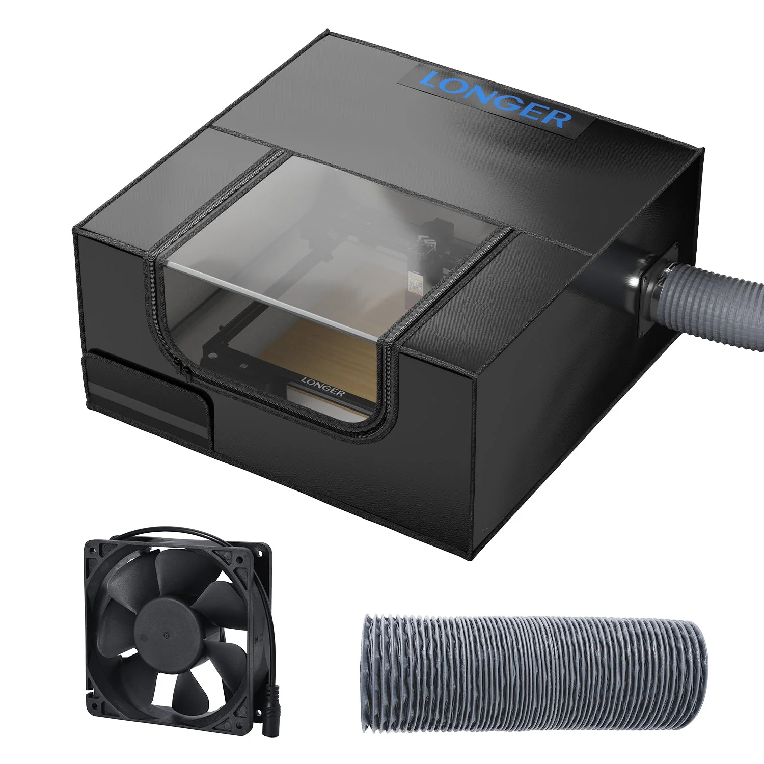 Boîtier de protection allongé pour graveur laser avec ventilation, grand format, compatible avec la plupart des machines de gravure laser. Isolation contre la fumée et les odeurs, réduction du bruit, protection des yeux.