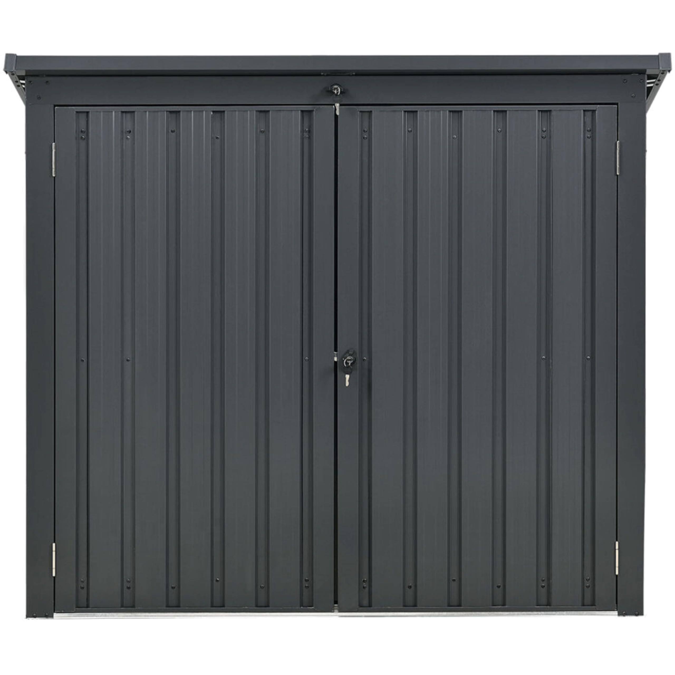 Hanover Galvanized Steel Trash Storage Shed, Dark Gray