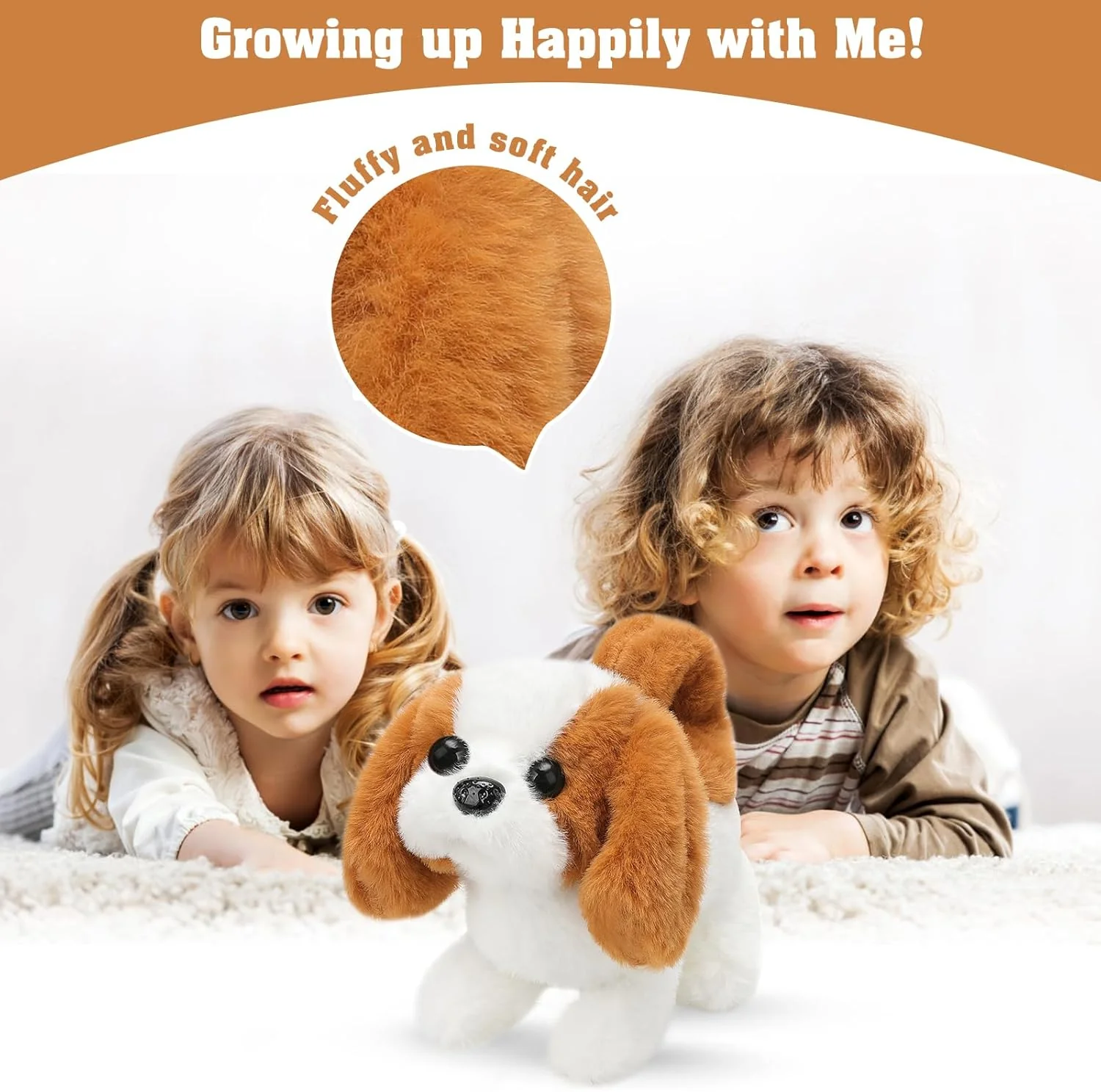 Plush Saint Bernard Toy Puppy Electronic Interactive Dog - Walking, Barking, Tail Wagging