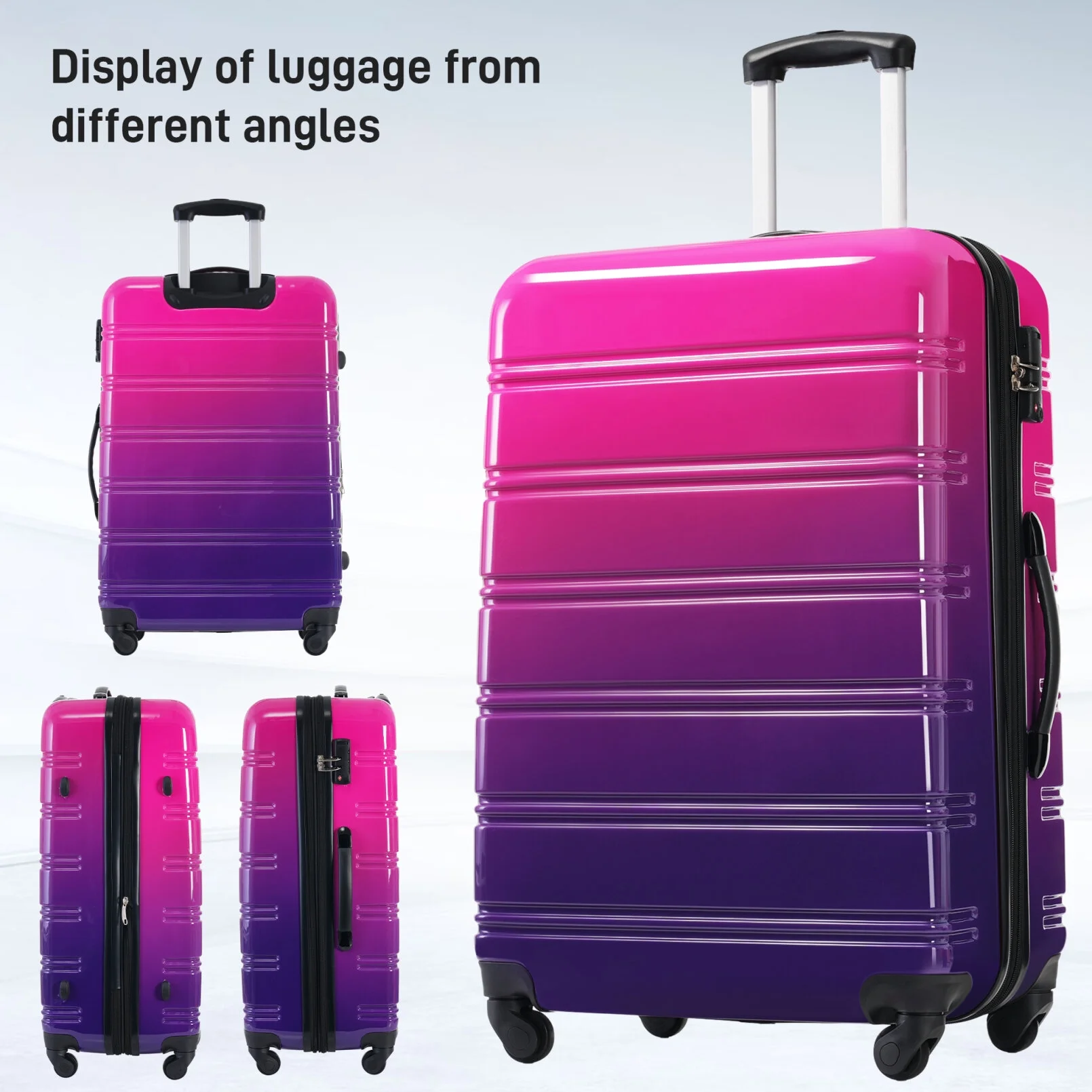 3 Piece Luggage Sets, Hard Shell Suitcase 20/24/28 Inches with TSA Lock and Spinner Wheels, Expandable Lightweight Travel Luggage for Men Women, Multicolor purple(Multicolor purple) - Image 9