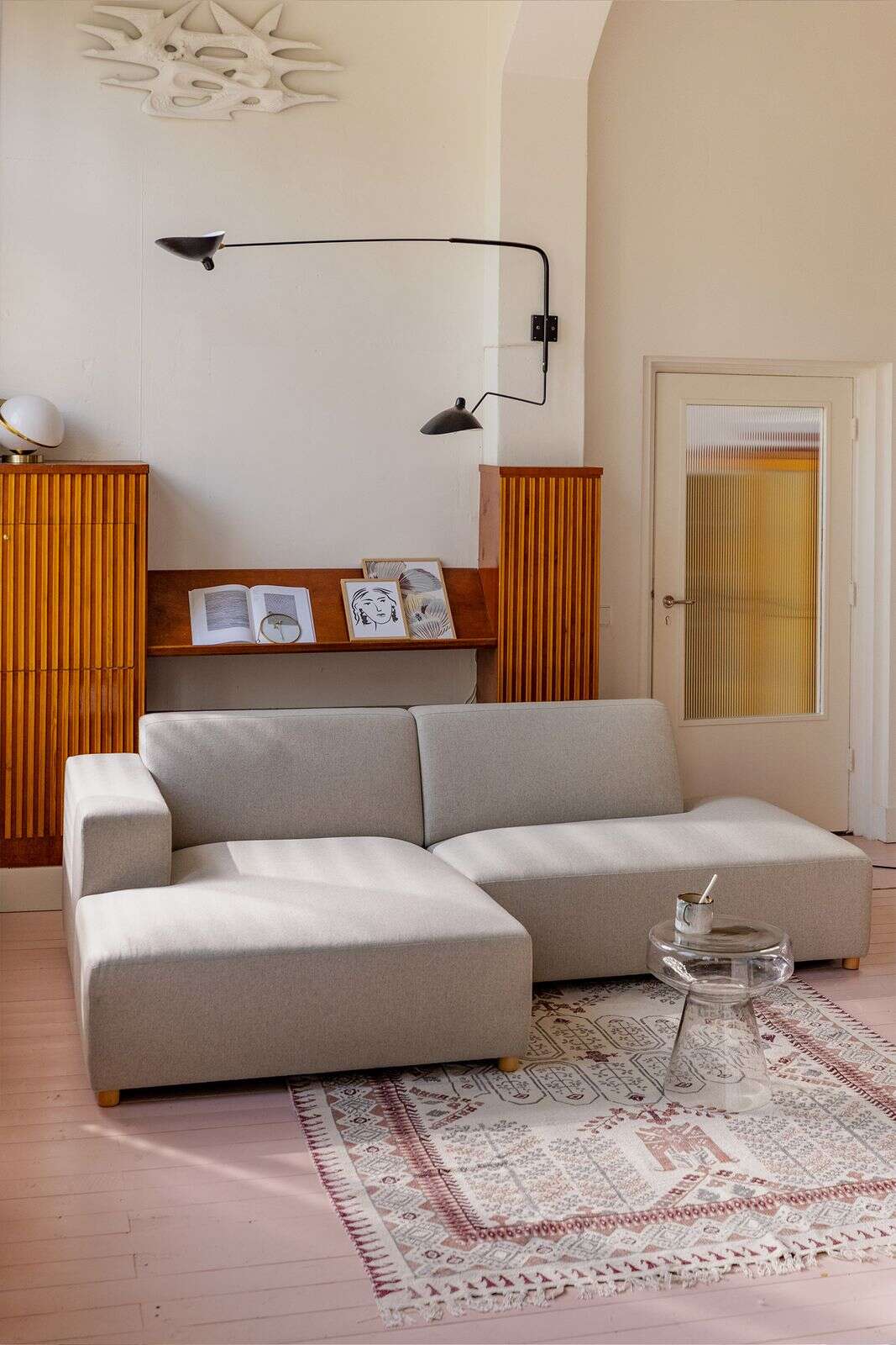 Earl velvet chaise longue links Juke dark green hunter