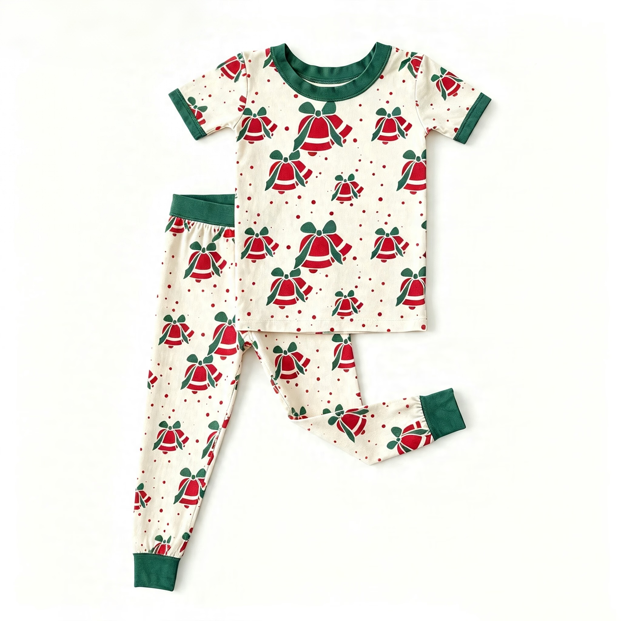Christmas Print Baby Bamboo Zipper Romper Short Sleeve Footless One-Piece Jumpsuit With 2-Way Zipper Bamboo Sleepwear
