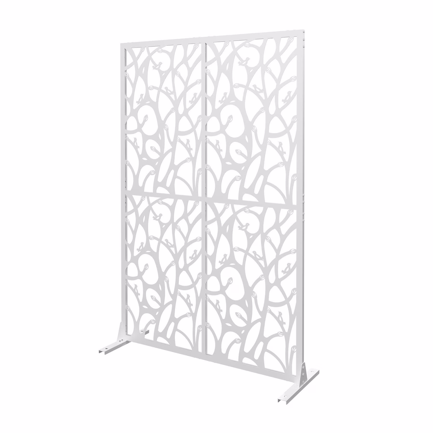 Metal Privacy Screen W3.8Ft X H6Ft Elegant White Bird Shape Outdoor Indoor Room Divider Easy To Assemble Portable Solution For Balcony Garden Patio And Living Room Privacy Needs
