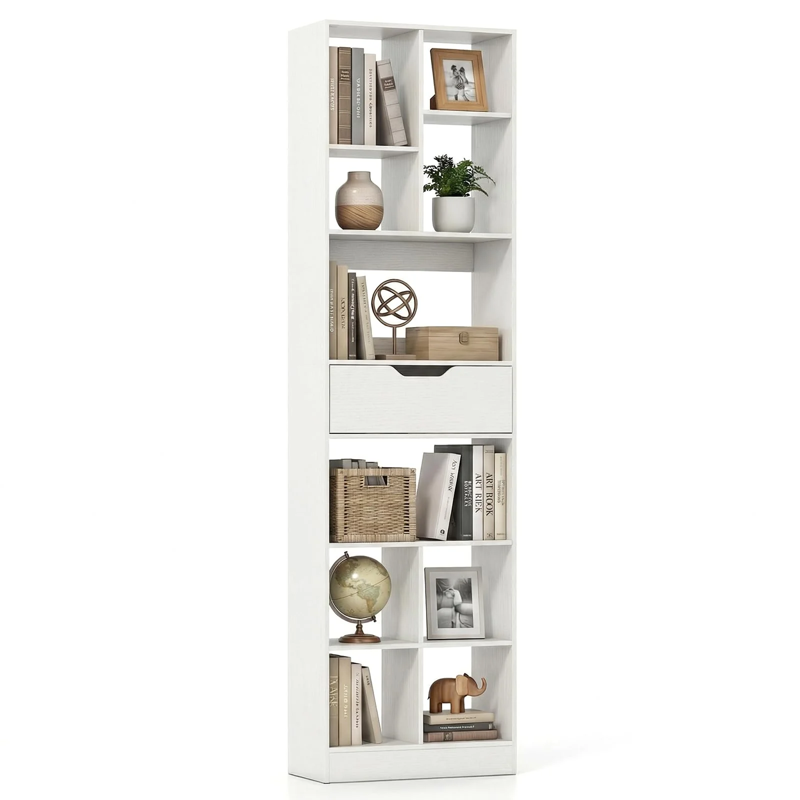 Tangkula 71” Tall Open Bookcase with Drawer(1/2)