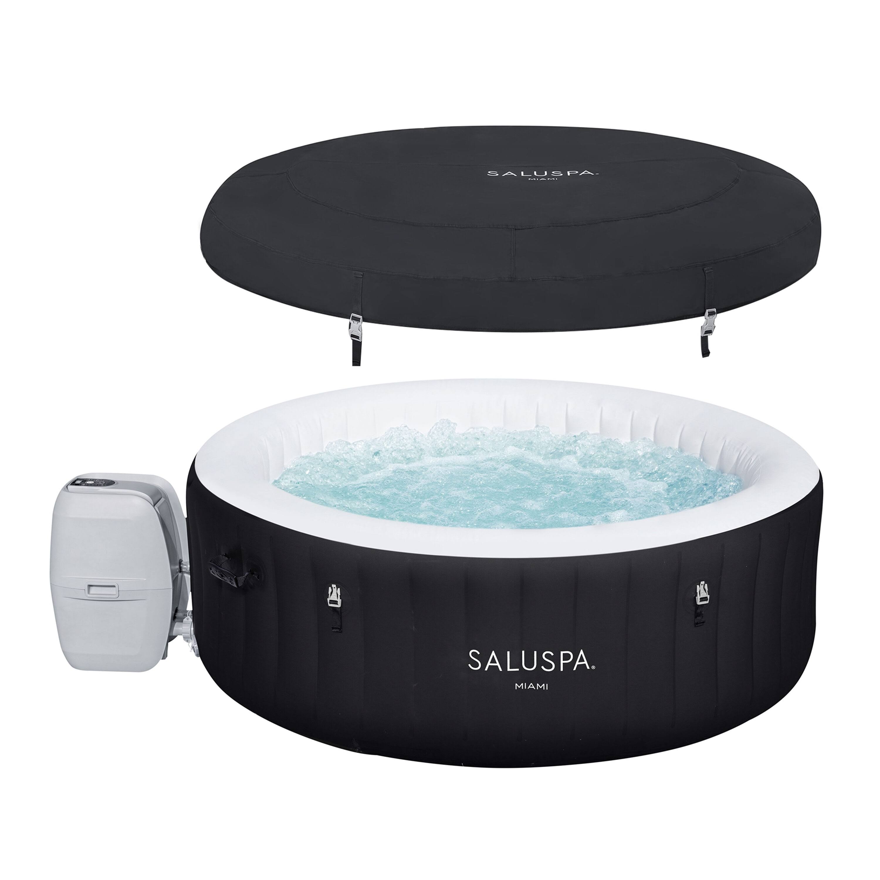 Bestway Miami SaluSpa 4 Person Inflatable Round Hot Tub with 140 AirJets, Black