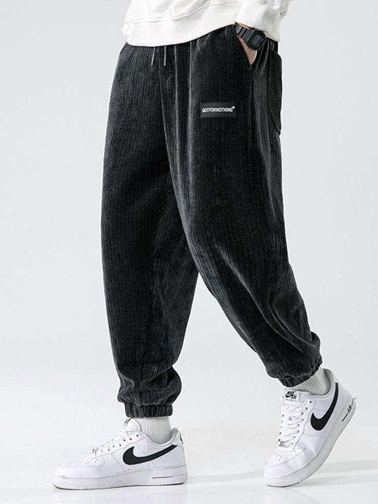 Pantalon en velours côtelé à cordon de serrage
