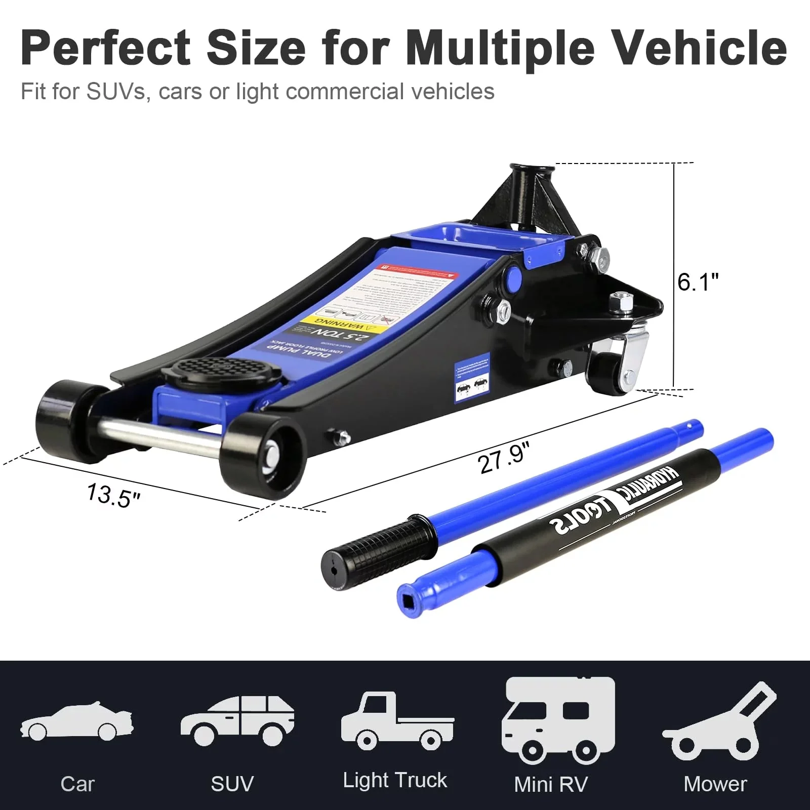 3 Ton Floor Jack. Hydraulic Low Profile Car Jack. Heavy Duty Steel Hydraulic Jack Floor Jack with Dual Piston Quick Lift Pump. Lifting Range 5.1′′-20′′
