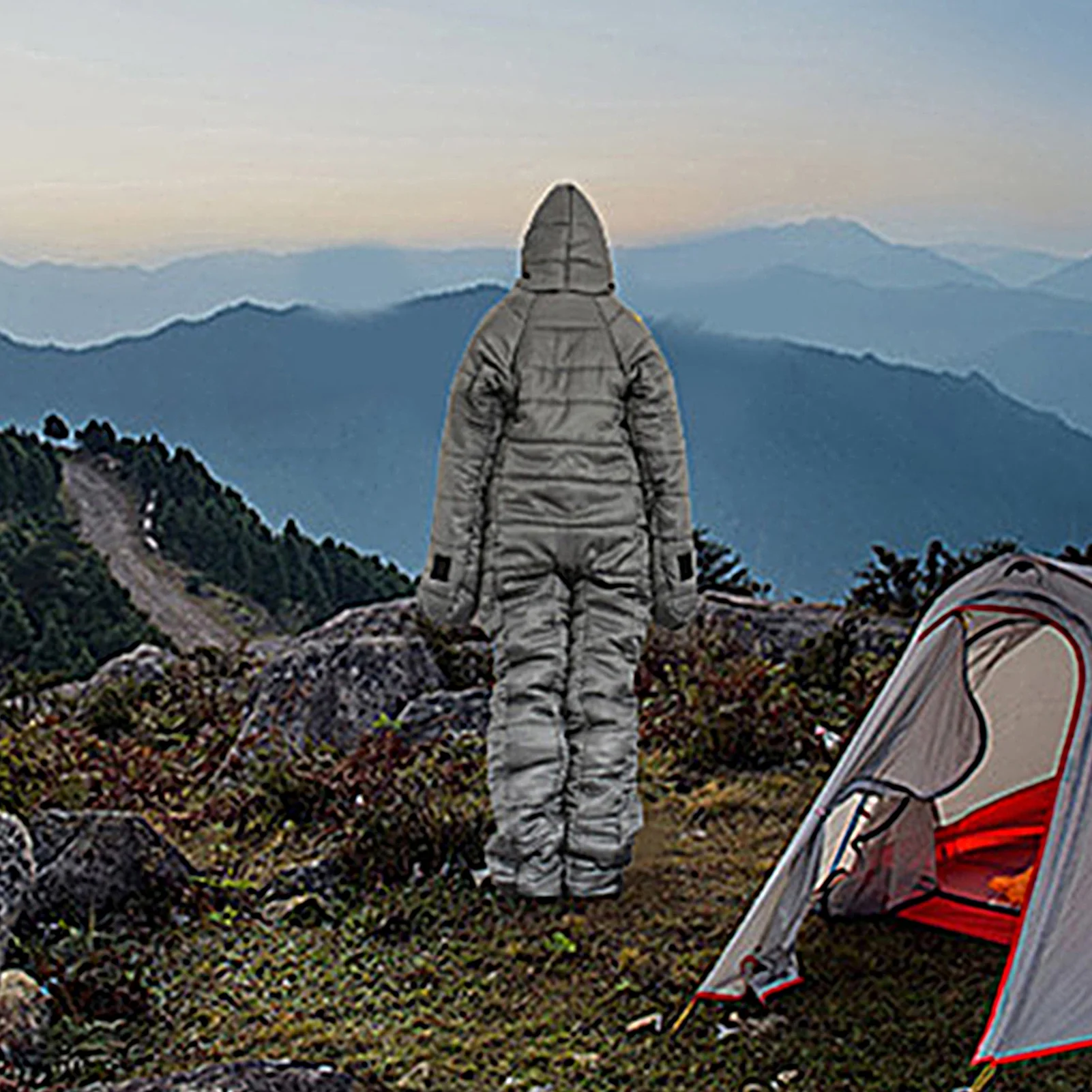 Sleeping Bag Ergonomics Folding Windproof Hollow Cotton Filling Sleeping Portable Outdoor Camping Sleeping Bag for Hiking(Blue-XL) - Image 5