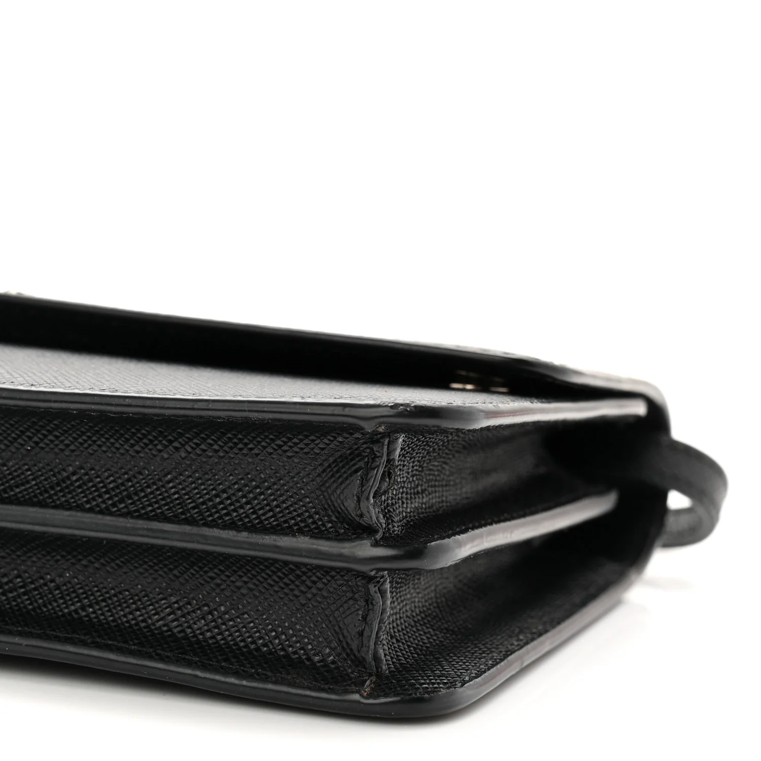 Saffiano Metal Flap Wallet With Strap Black
