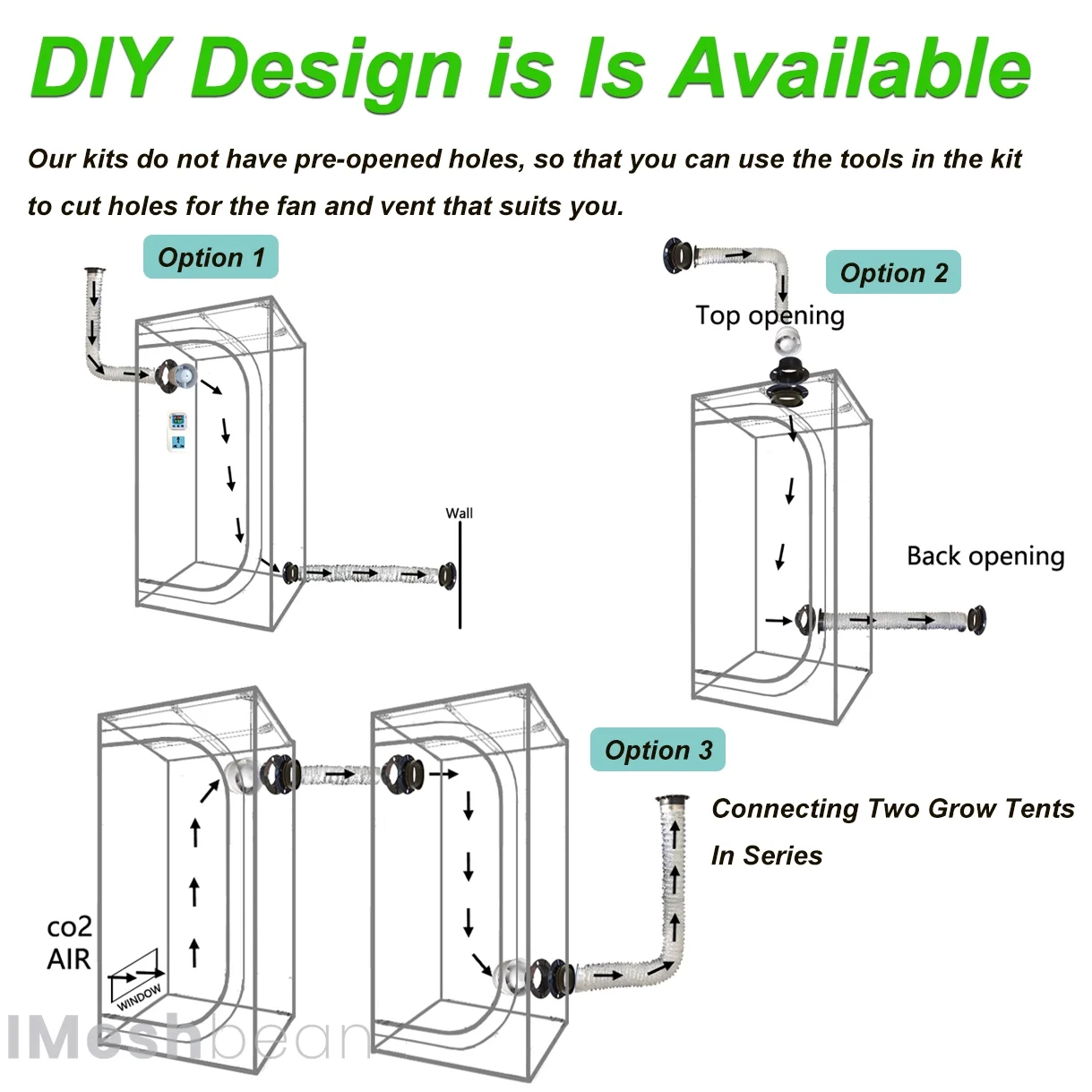 24" x 24" x 55" Grow Tent Kit w/ LED Full Spectrum Grow Light Air Ventilation Inline Fan Set(24" x 24" x 55") - Image 10