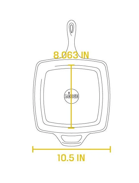 Cast Iron 10.5 Seasoned Square Grill Pan
