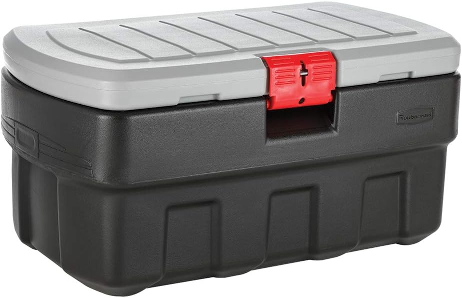 Rubbermaid ActionPacker Lockable Storage Box, 35 Gallon, Grey and Black, Outdoor, Industrial, Rugged