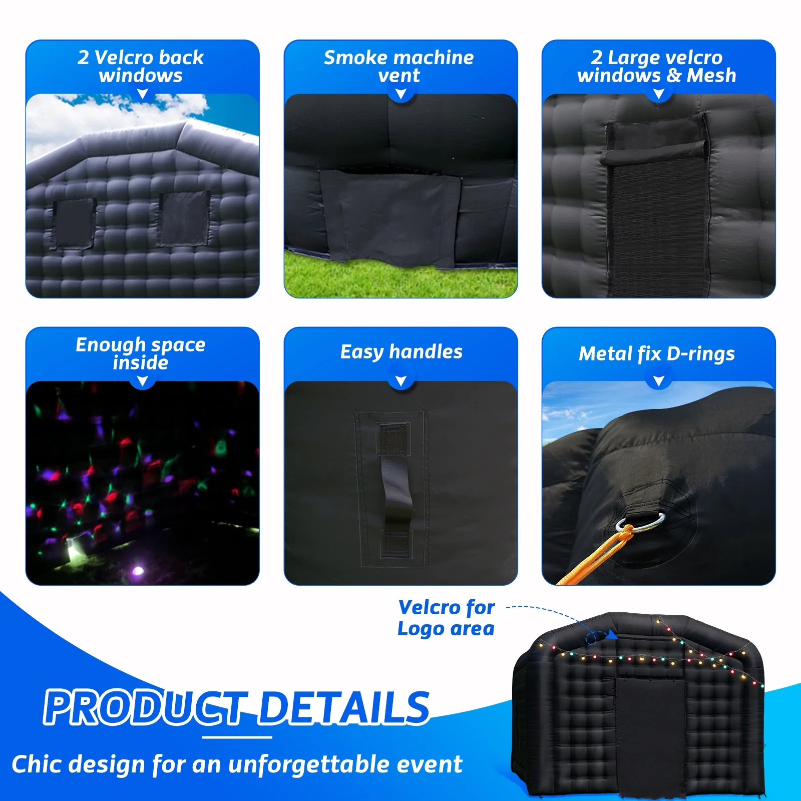 Large Black Inflatable Night Club 18x16x12Ft Party Tent with Logo Area for Wedding Birthday - Image 3