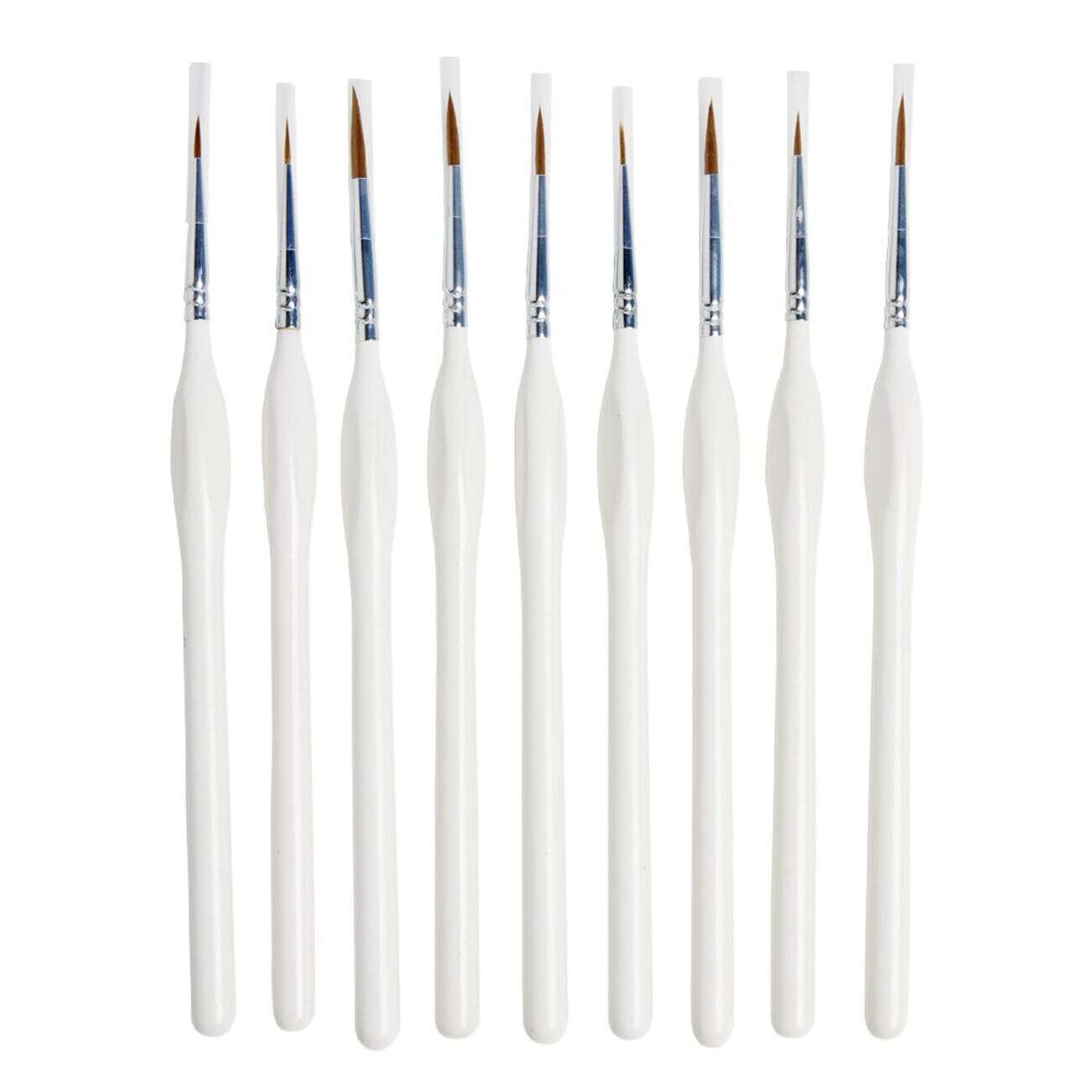 Pinceaux à bout rond bois et nylon H20cm - 9 pièces