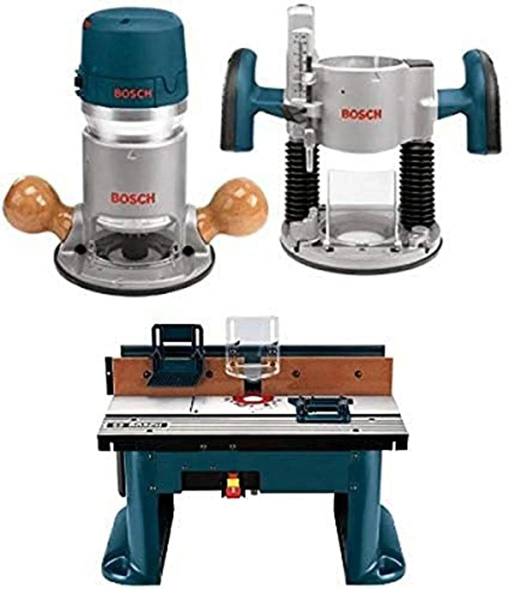 Kit combiné d'outils de défonceuse à bois BOSCH 1617EVSPK 12 A - Défonceuse plongeante de 2,25 CV avec base fixe et vitesse variable