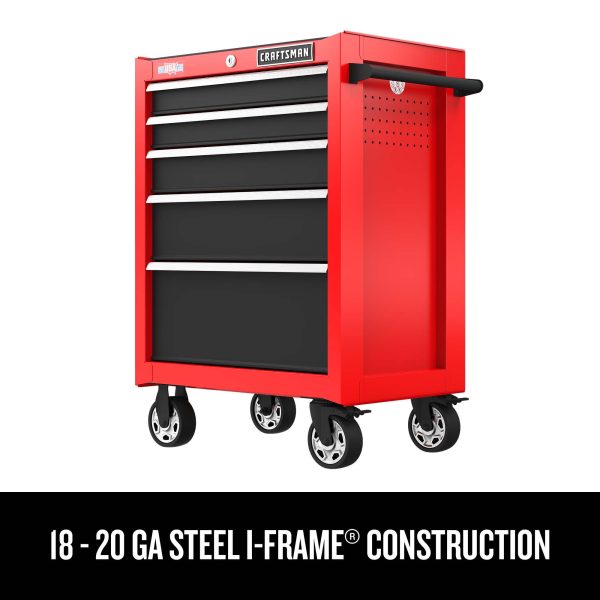 2025 Série 2000 Armoire à outils roulante en acier à 5 tiroirs, 26 po L x 36,5 po H (rouge)