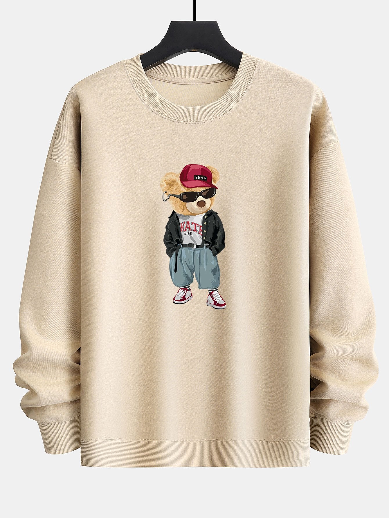 Sweat-shirt décontracté à imprimé ours et style cool