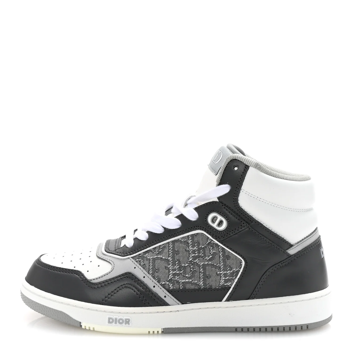 Smooth Calfskin Jacquard Oblique Mens B27 High Top Sneakers 40 Grey